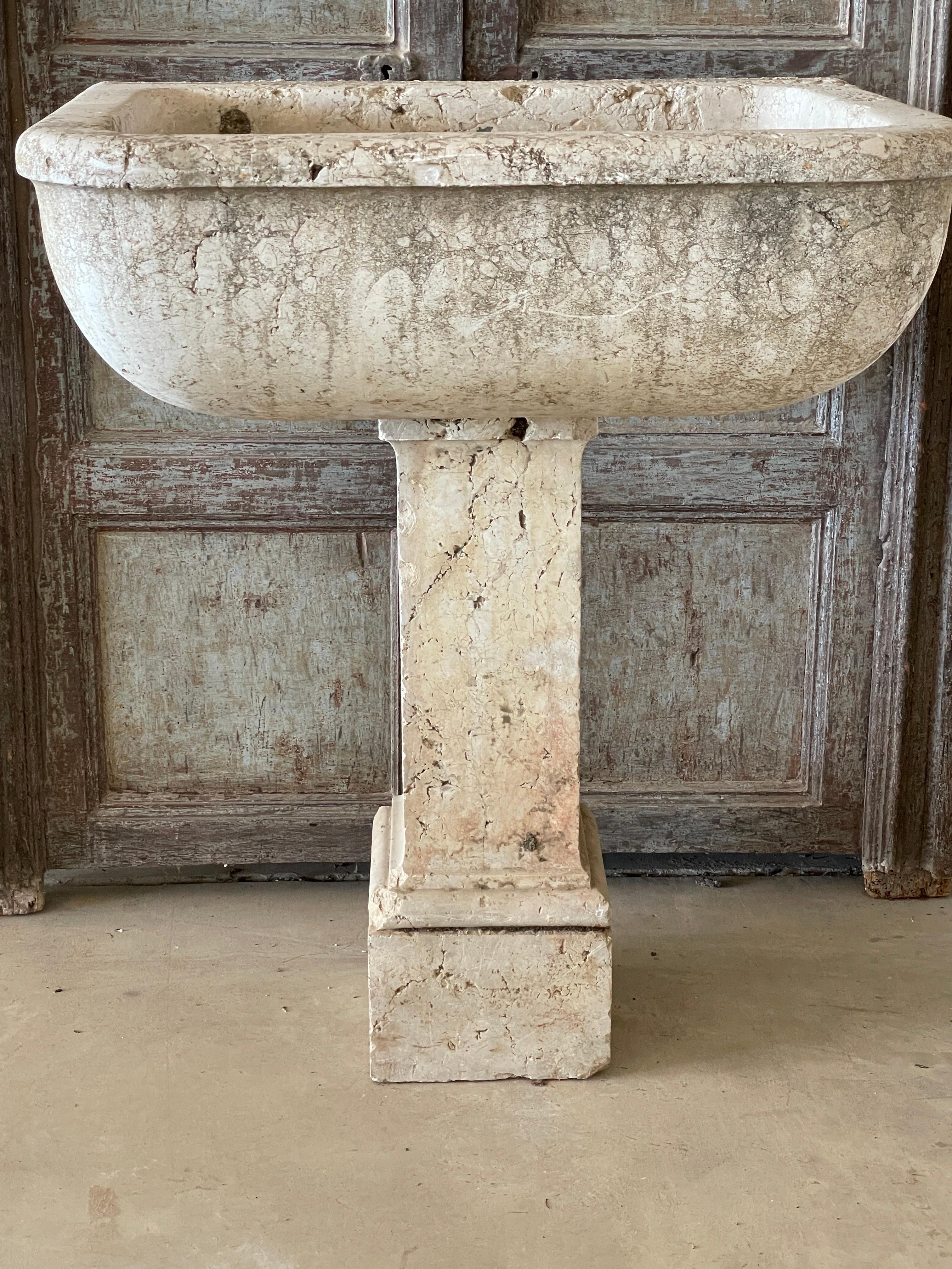 Spanish Circa 1750-1800 Stone Pedestal Sink 7