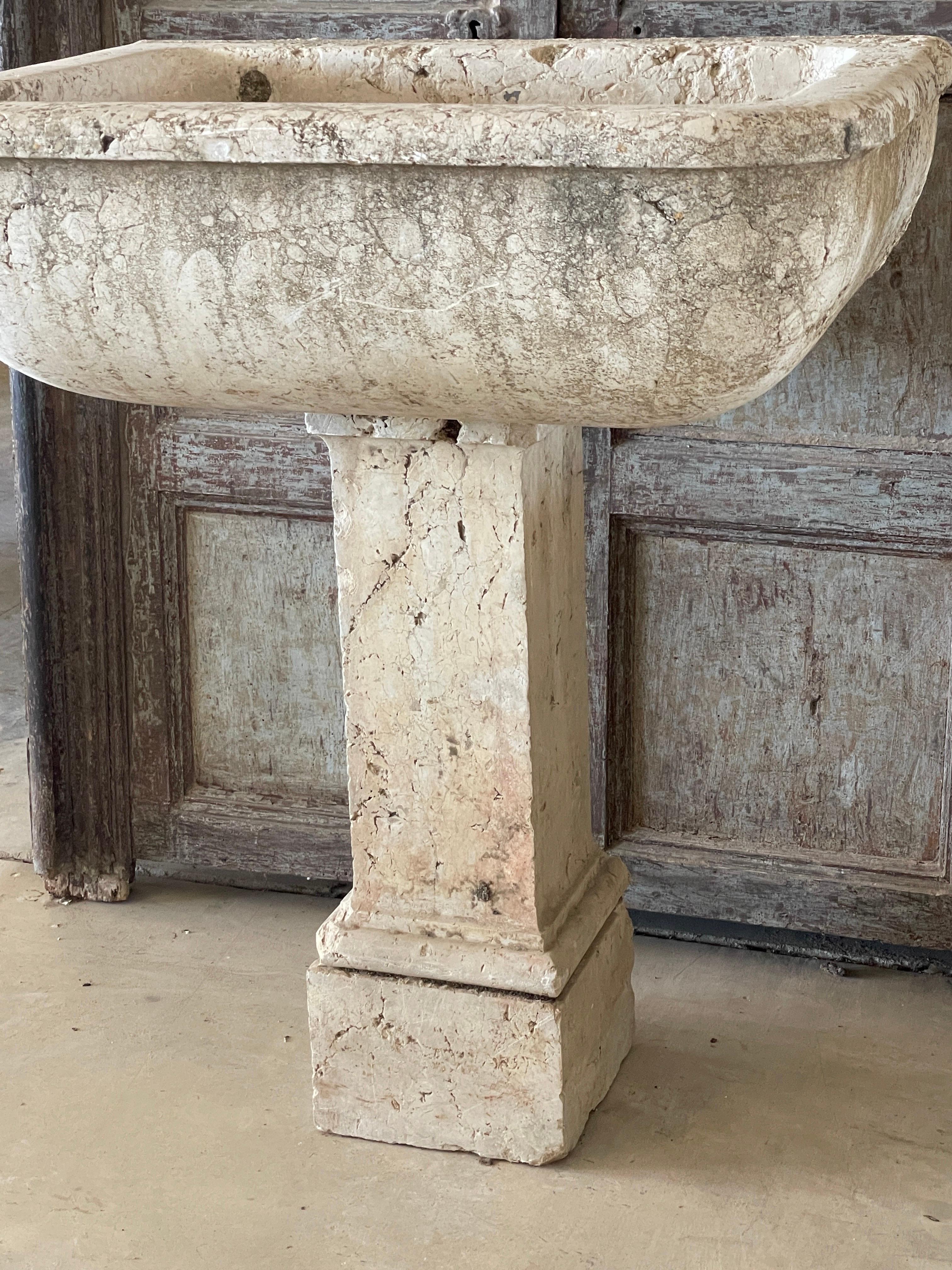 Spanish Circa 1750-1800 Stone Pedestal Sink 8
