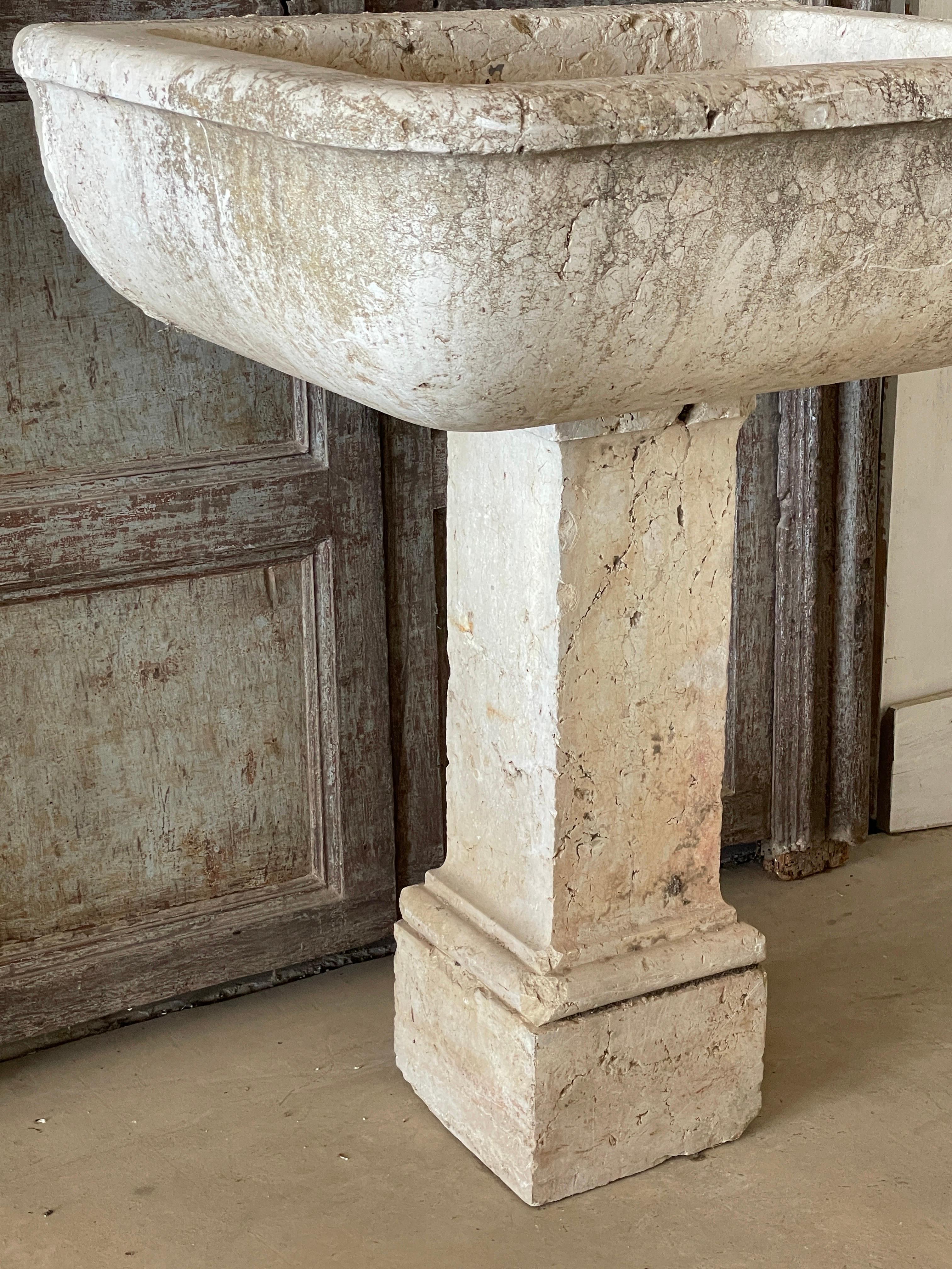 Spanish Circa 1750-1800 Stone Pedestal Sink 9