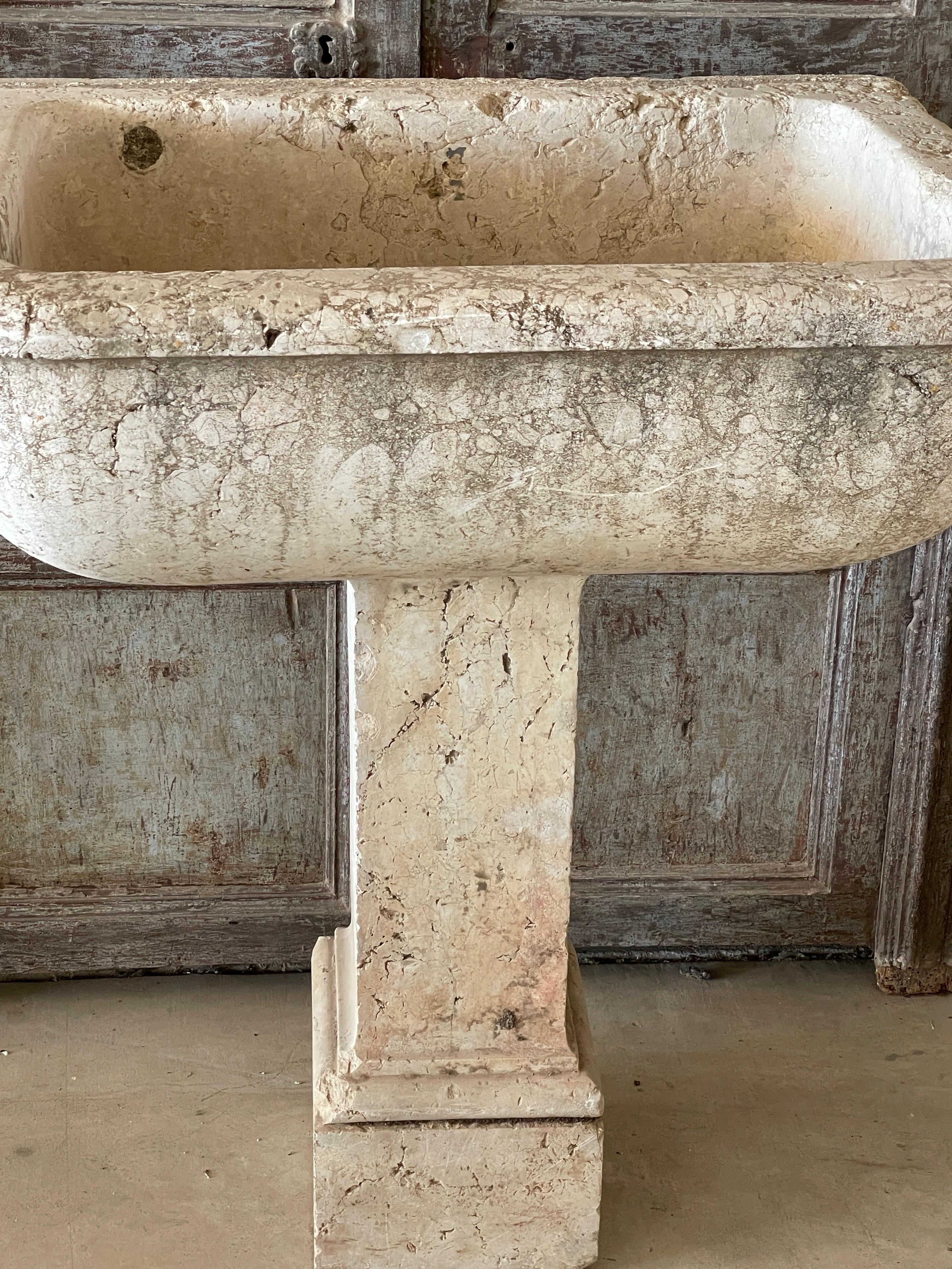 Spanish Circa 1750-1800 Stone Pedestal Sink 10