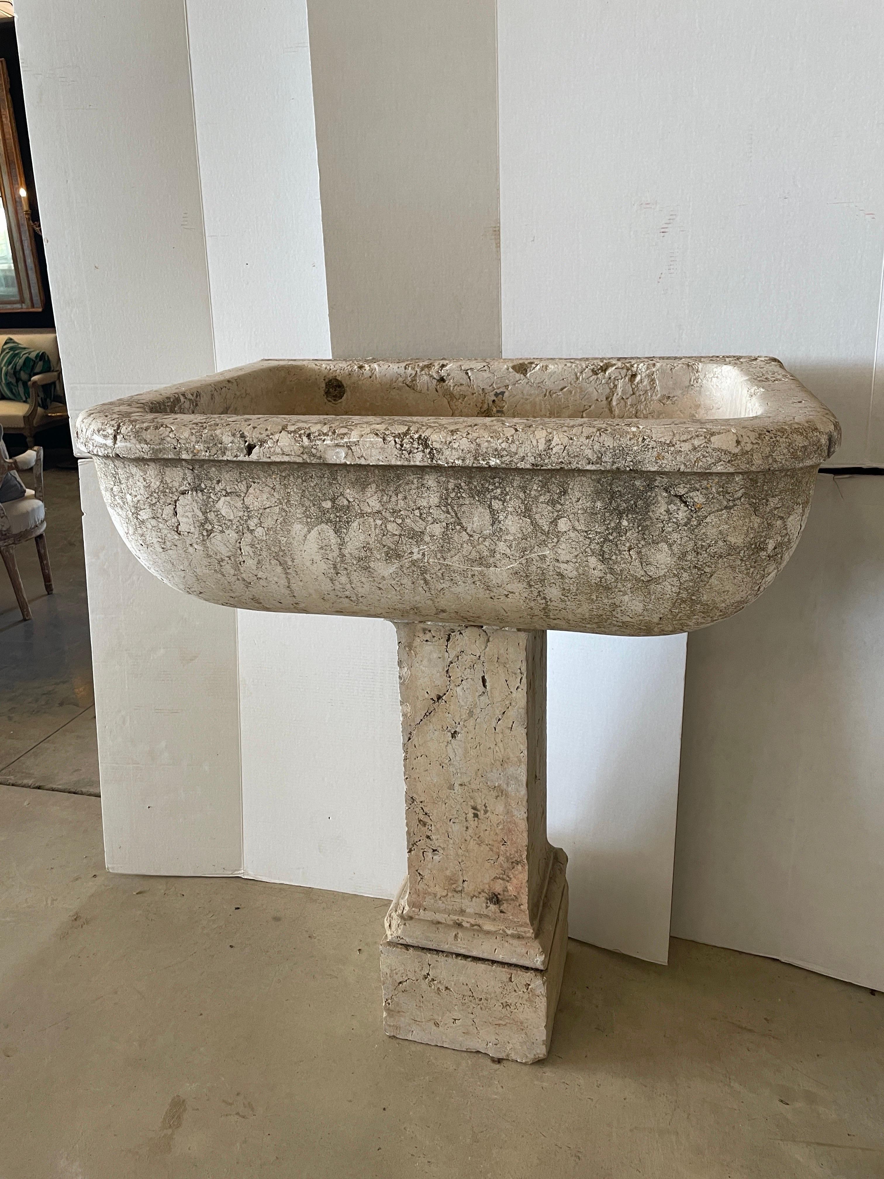 Hand-Crafted Spanish Circa 1750-1800 Stone Pedestal Sink