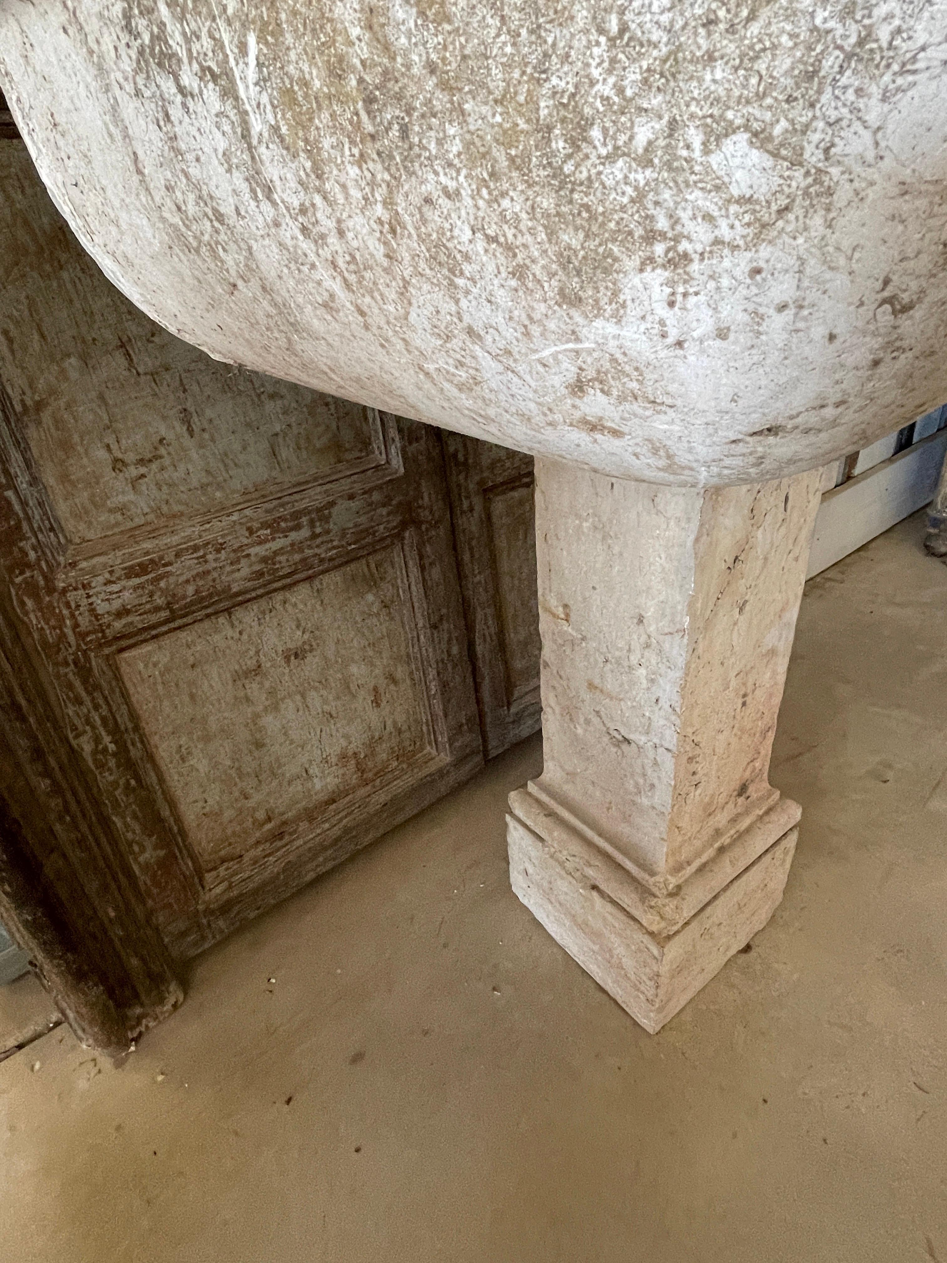 Marble Spanish Circa 1750-1800 Stone Pedestal Sink