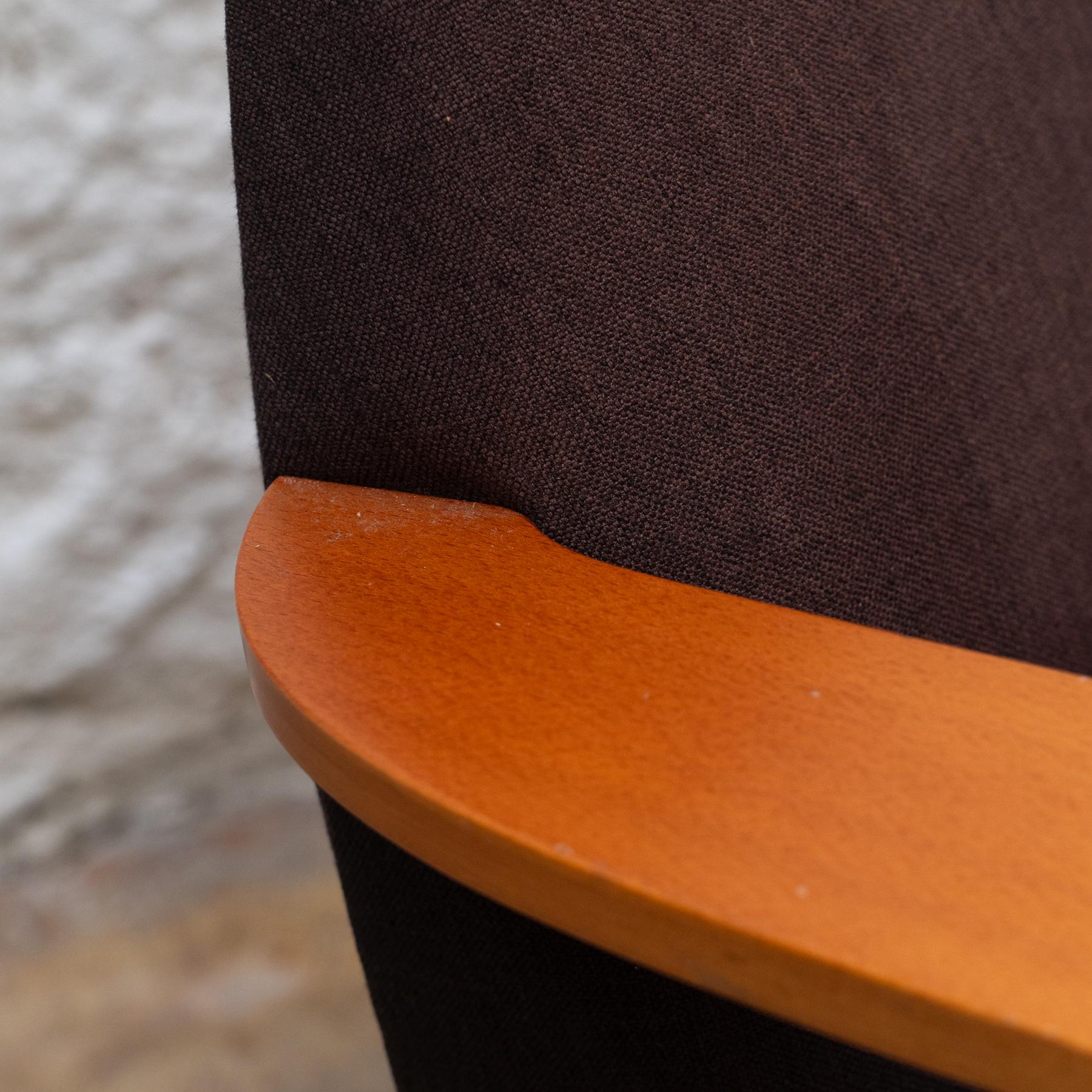 Spanish Club Chair with Plywood Armrests and Original Upholstery, Circa 1980 For Sale 5