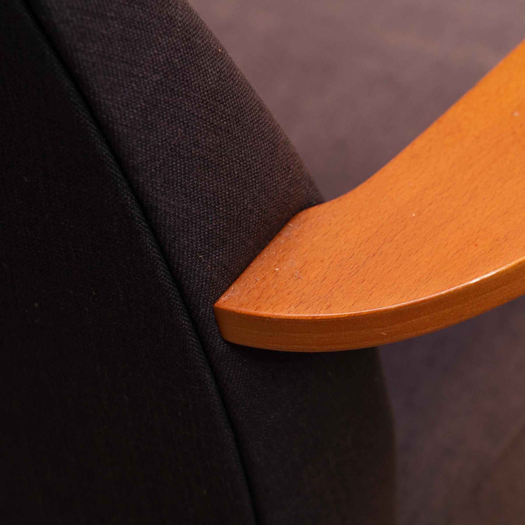 Spanish Club Chair with Plywood Armrests and Original Upholstery, Circa 1980 For Sale 11