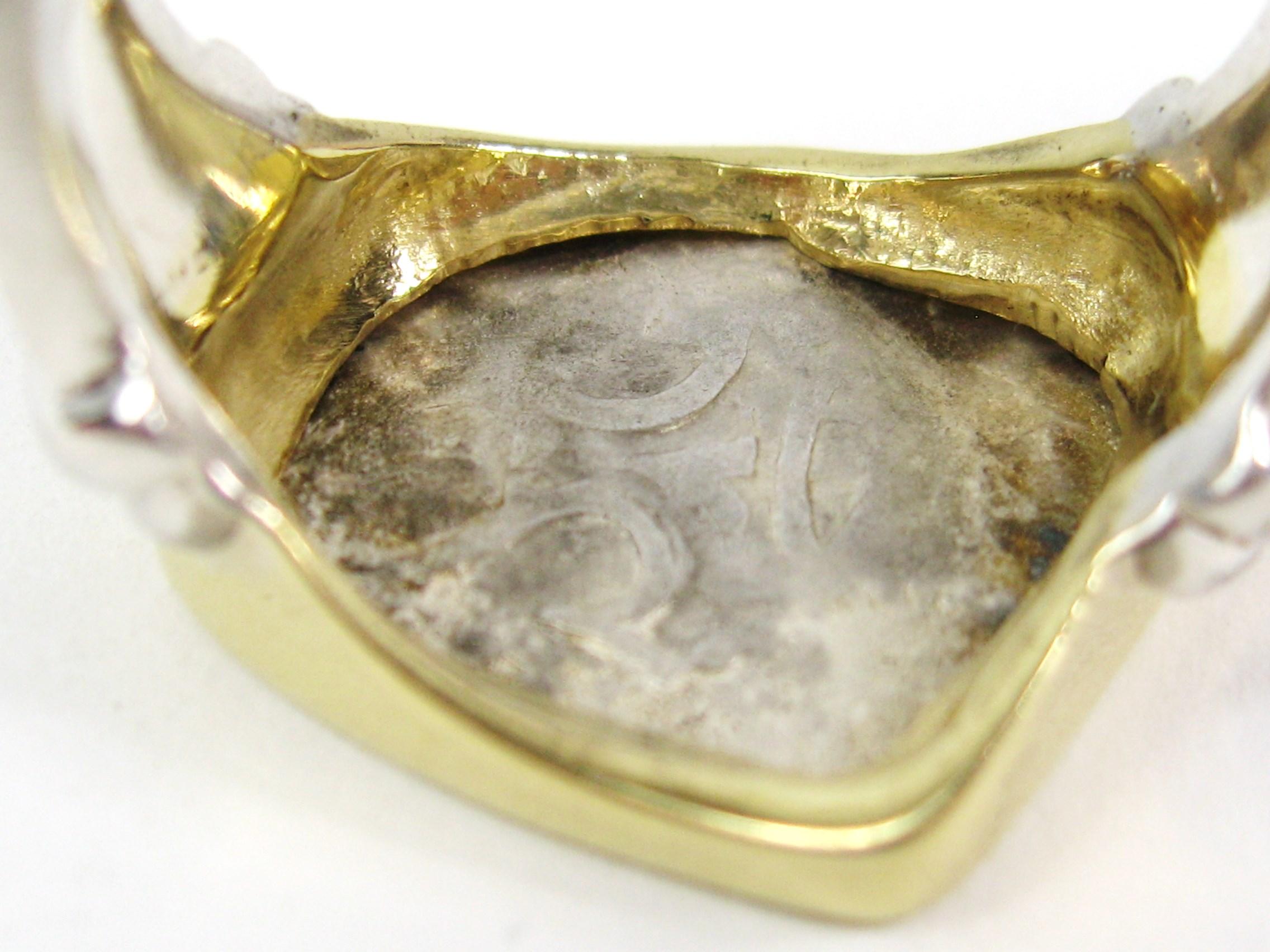 Spanish Cob Coin Ring - Half Reale in Sterling & 18Kt For Sale 4