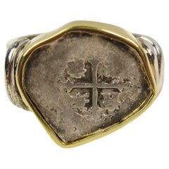 Spanish Cob Coin Ring - Half Reale in Sterling & 18Kt