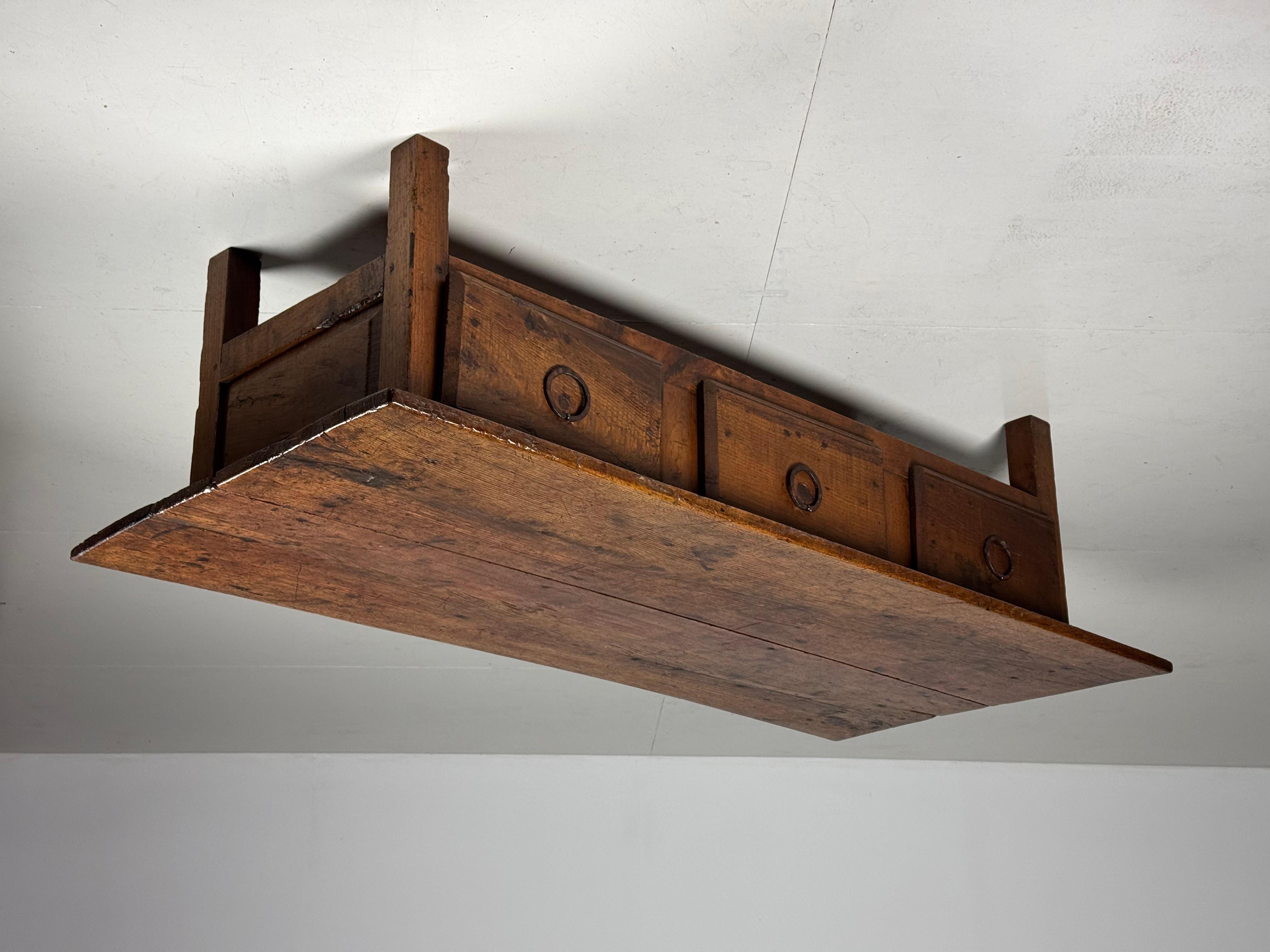Spanish coffee table, 19th century

Large Spanish coffee table from the early 19th century. With three drawers on the long side.
In very good condition. Beautiful colour and patina.

Dimensions: 84W x 186L x 52.5H