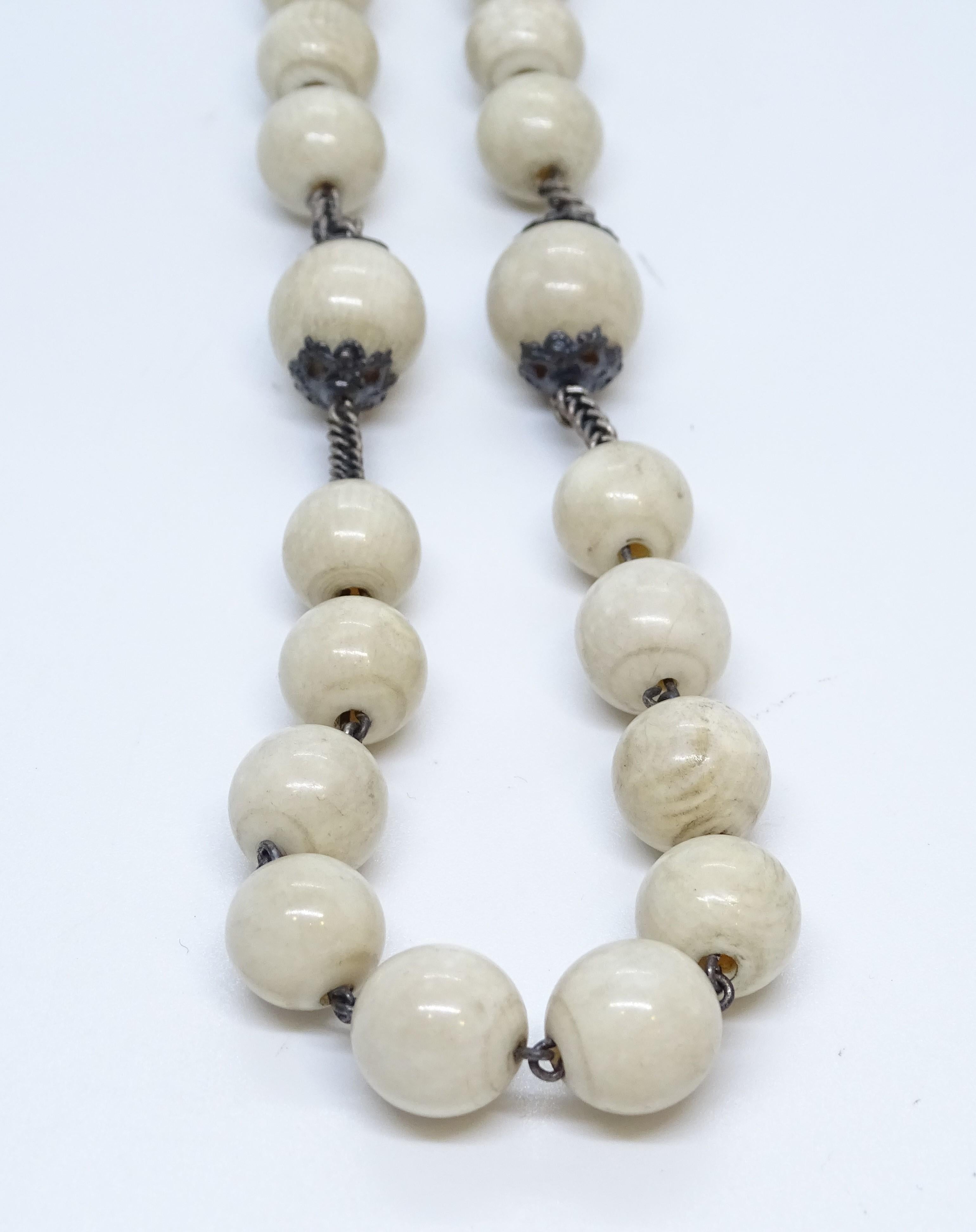 Spanish  Collection Rosary in bone and silver For Sale 8