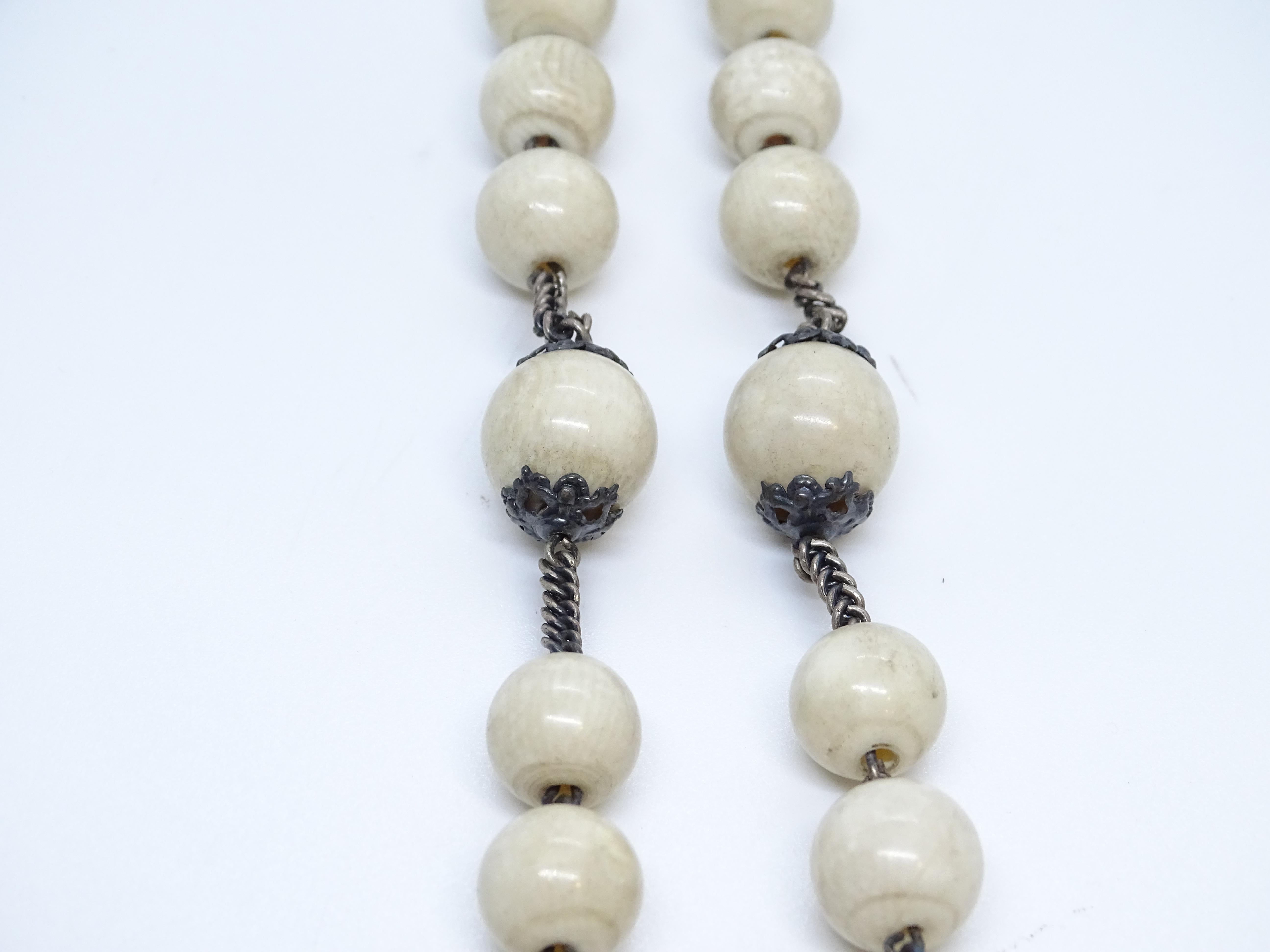 Spanish  Collection Rosary in bone and silver For Sale 9