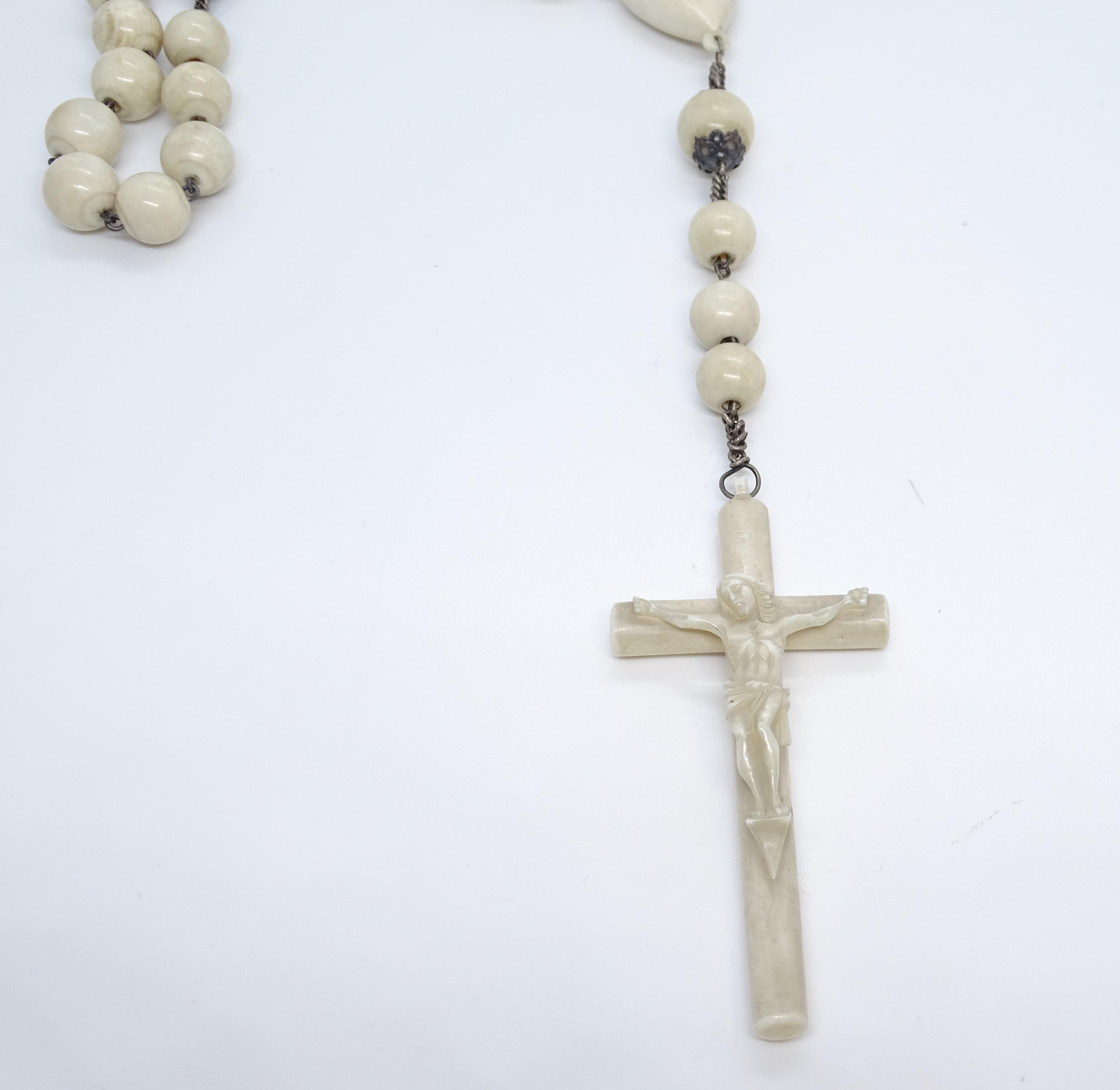 Spanish  Collection Rosary in bone and silver For Sale 2