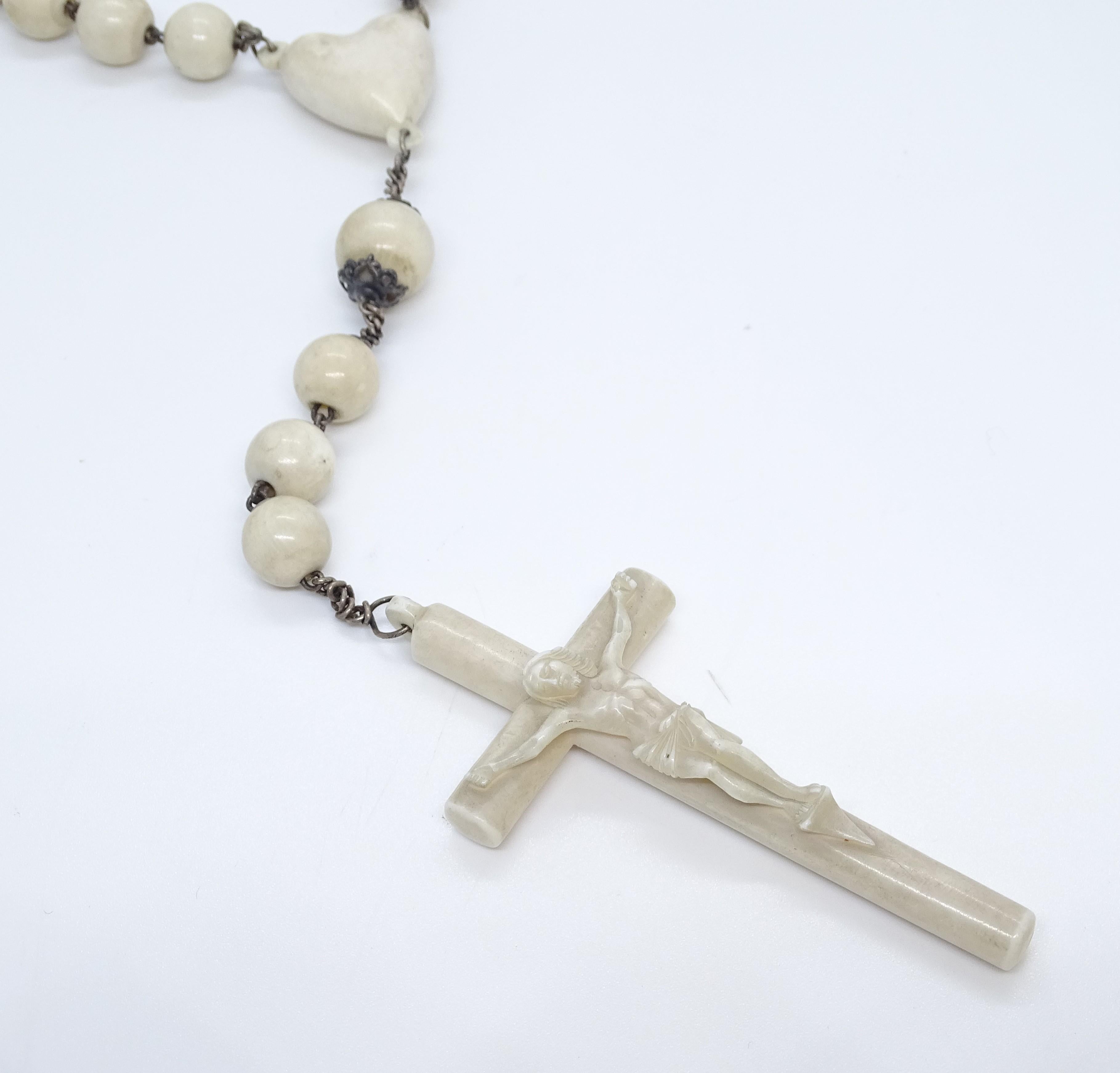 Spanish  Collection Rosary in bone and silver For Sale 3