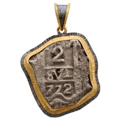 Pendentif en or 18K Coloni 1772 2 Real Cob Coin Sterling