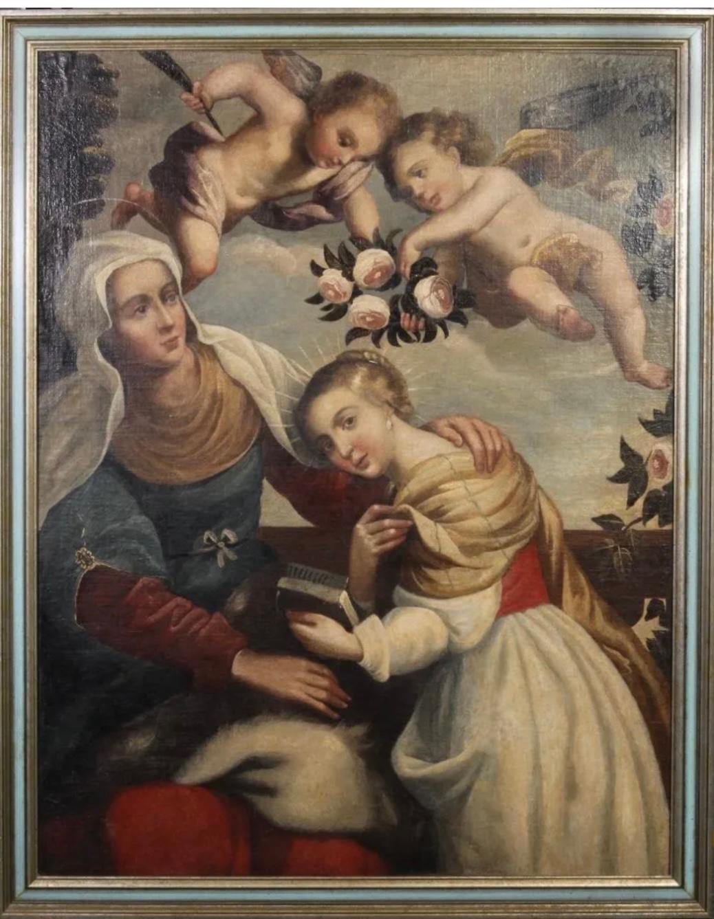 Óleo sobre lienzo de la escuela cuzqueña colonial española del siglo XVIII Colonial español
