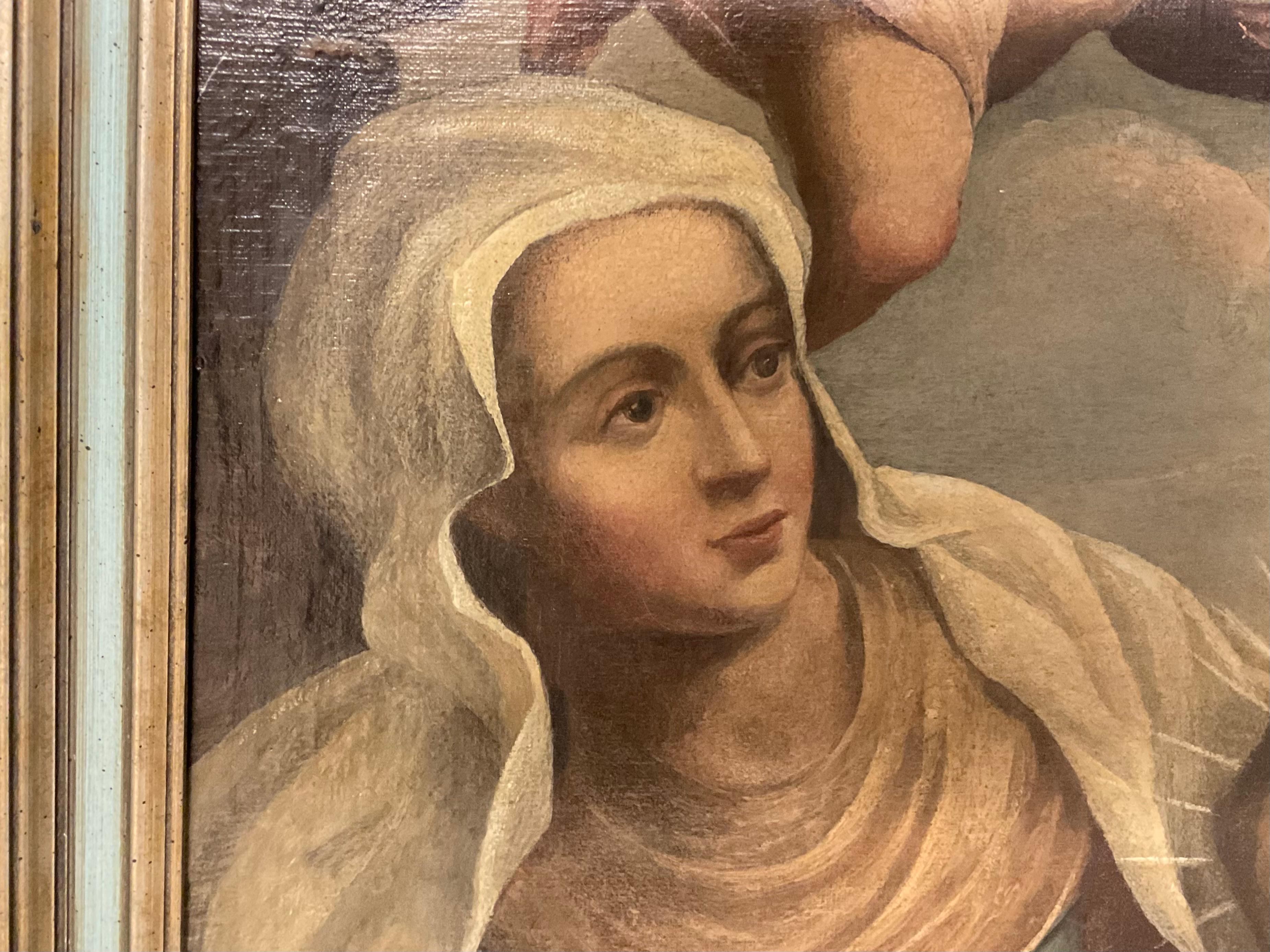 Óleo sobre lienzo de la escuela cuzqueña colonial española del siglo XVIII Peruano