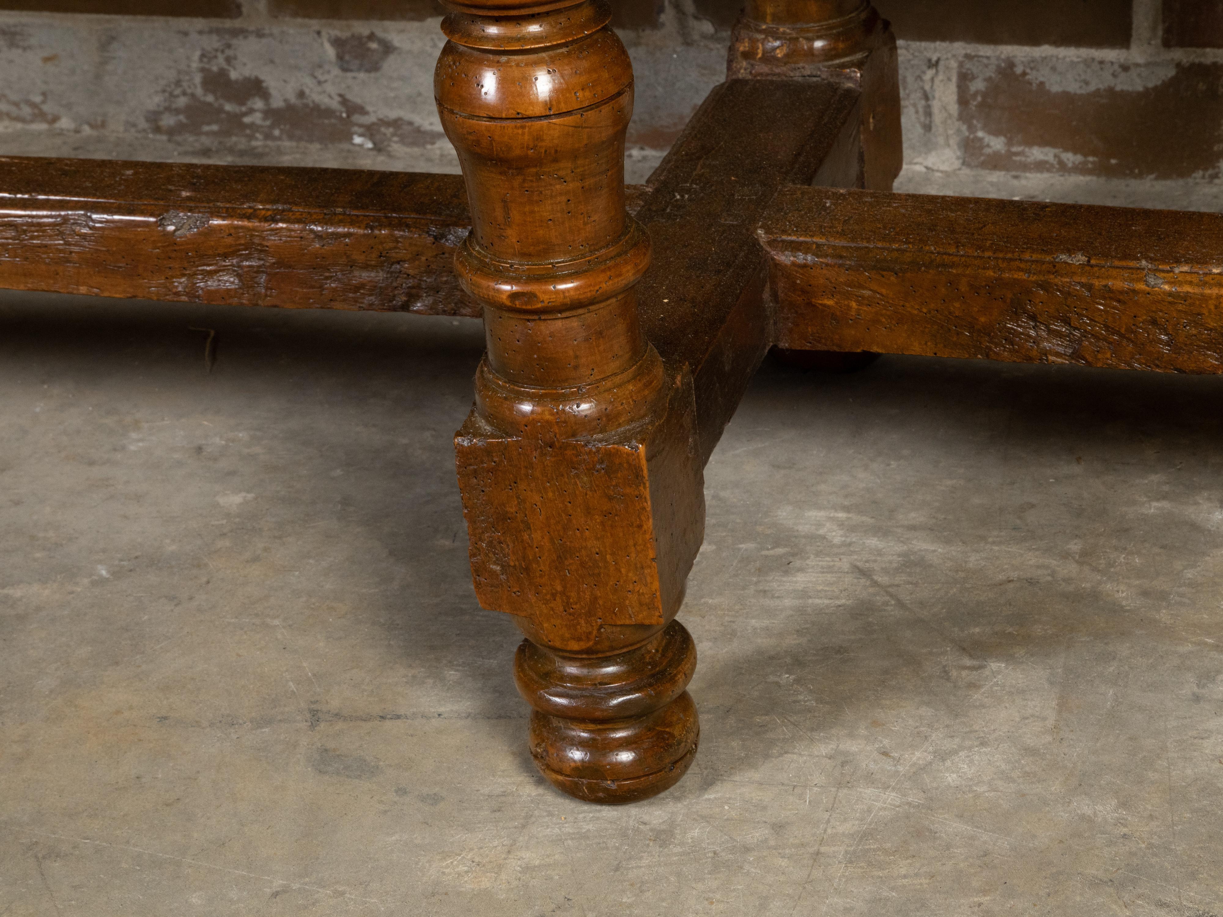 Spanish Colonial 18th Century Walnut Table with Four Richly Carved Drawers For Sale 5