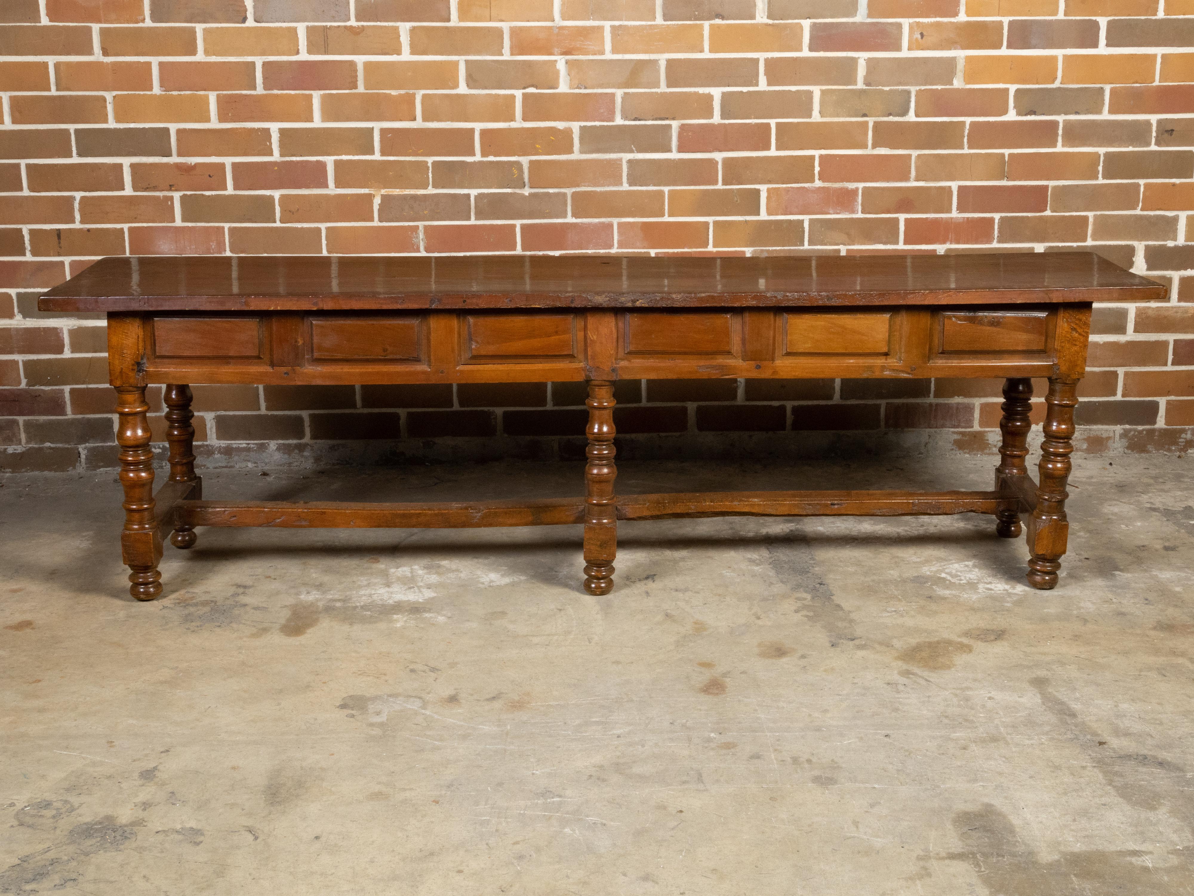 Spanish Colonial 18th Century Walnut Table with Four Richly Carved Drawers In Good Condition For Sale In Atlanta, GA
