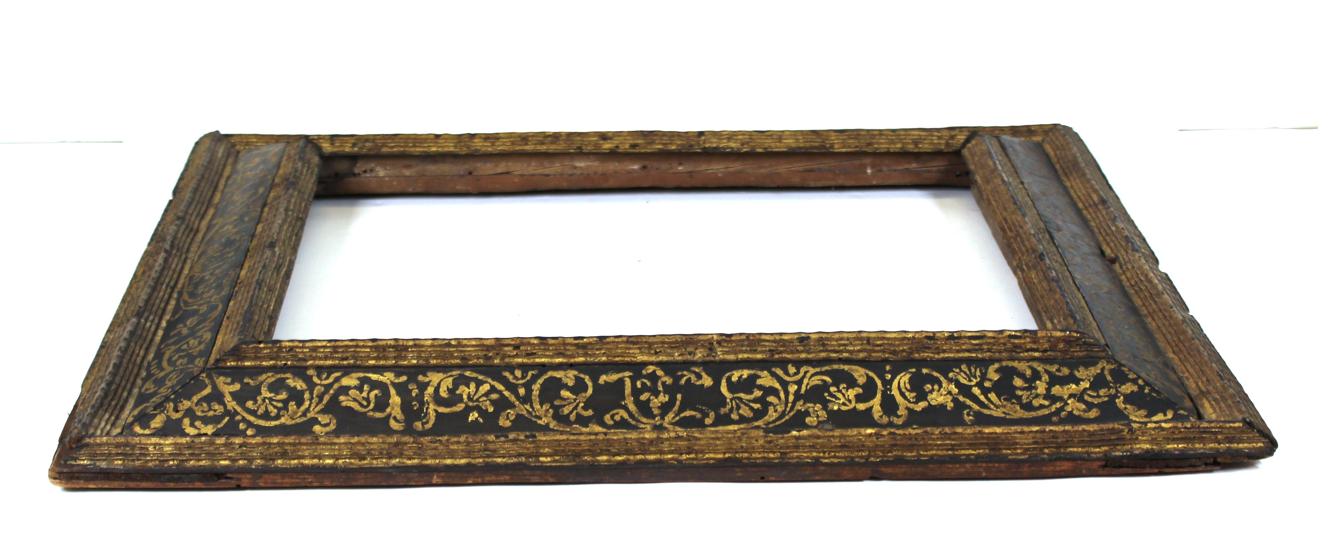 Spanish Colonial Baroque Giltwood Frame with Raised Gold Relief Border 2
