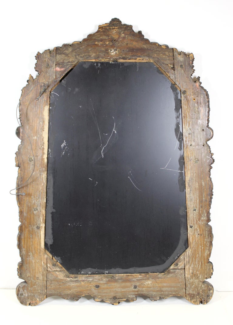 Spanish Colonial Baroque Repoussé Silver Ornate Mirror Frame For Sale