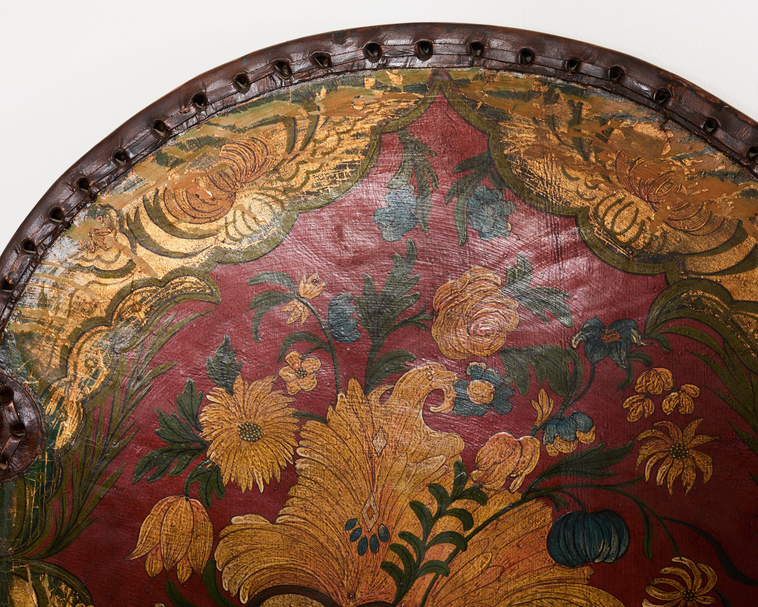 Spanisch Kolonial Barock Stil Gemaltes Leder Acht Panel Bildschirm im Angebot 7