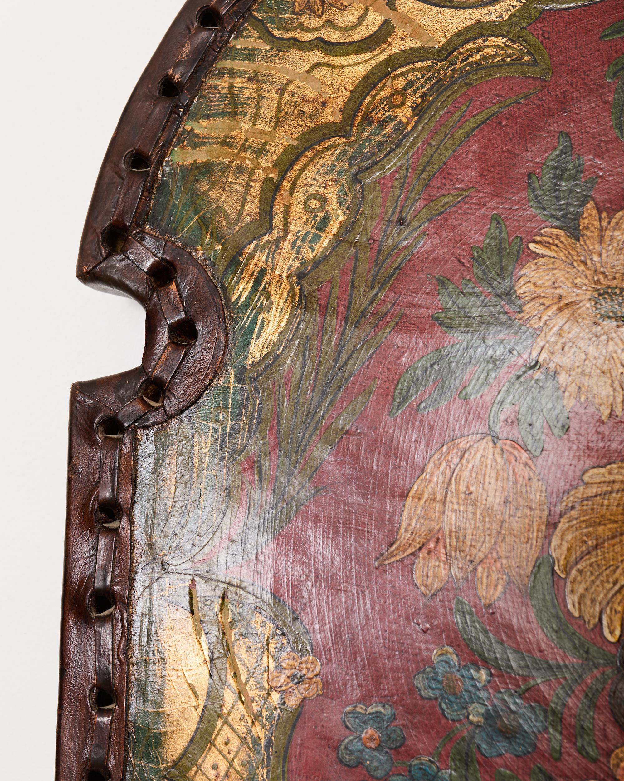 Spanisch Kolonial Barock Stil Gemaltes Leder Acht Panel Bildschirm im Angebot 8