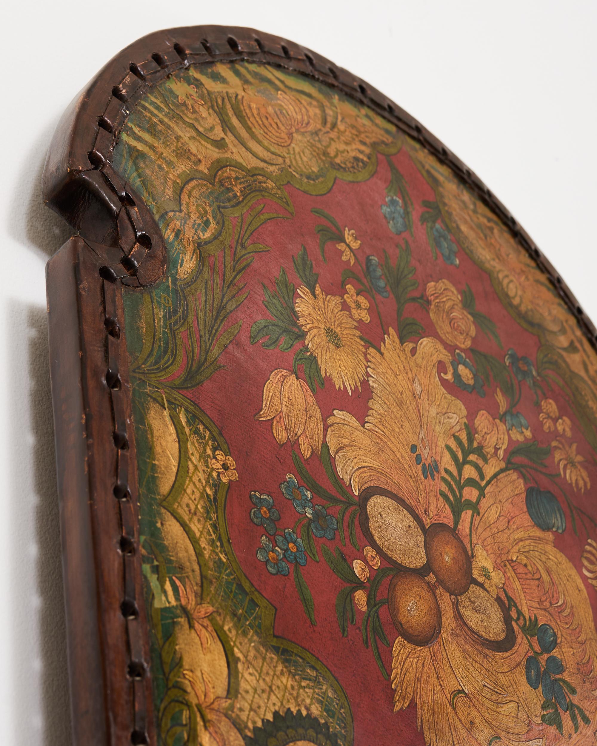 Spanisch Kolonial Barock Stil Gemaltes Leder Acht Panel Bildschirm im Angebot 10