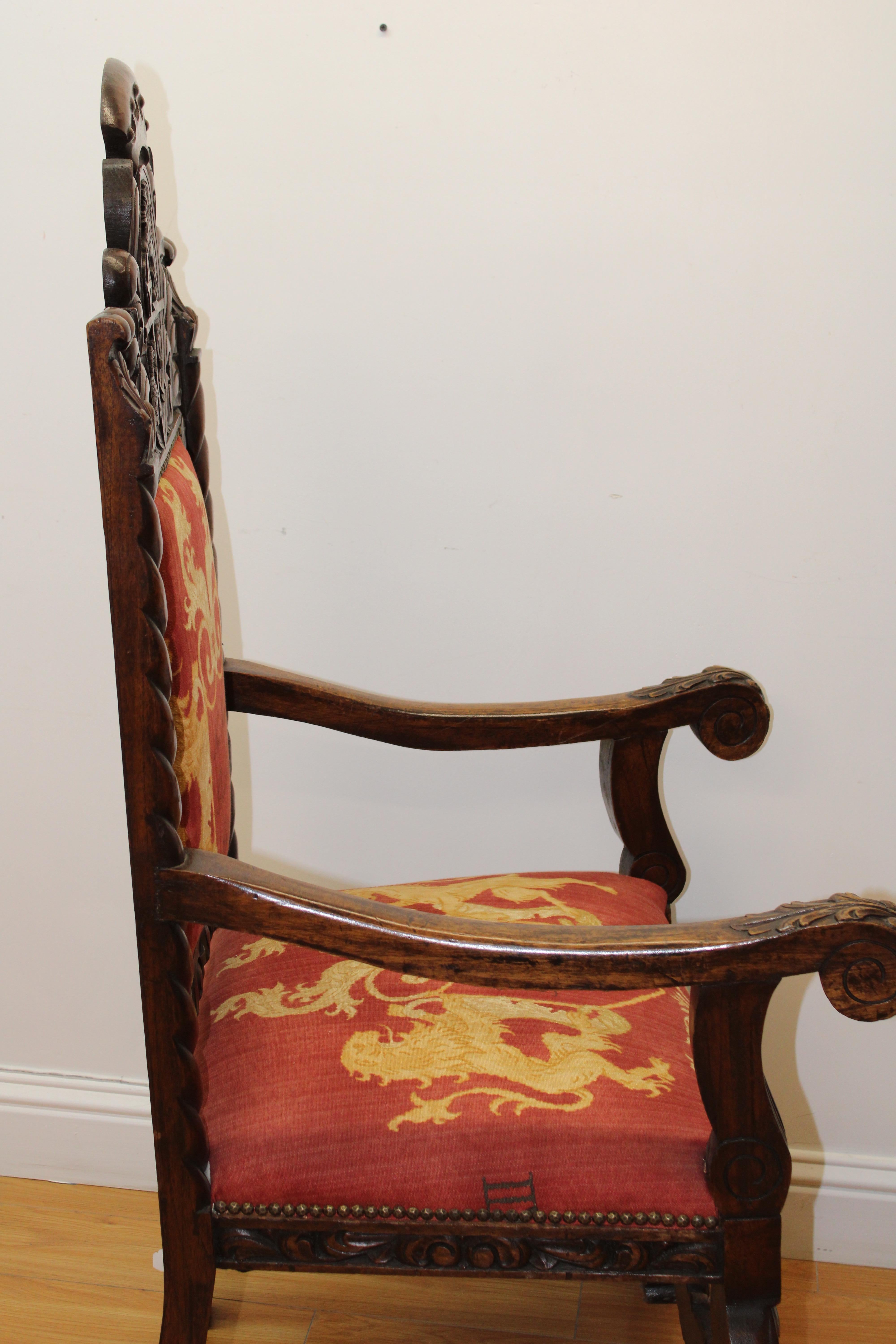 Spanish Colonial Beautiful Arm Chairs w/ Crests 4