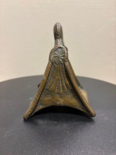 Spanish Colonial Brass Stirrup, Triangular Form, Aged Patina, 1890