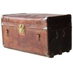 Spanish Colonial Brown Leather Haitian Cargo Trunk, Haiti, 1900
