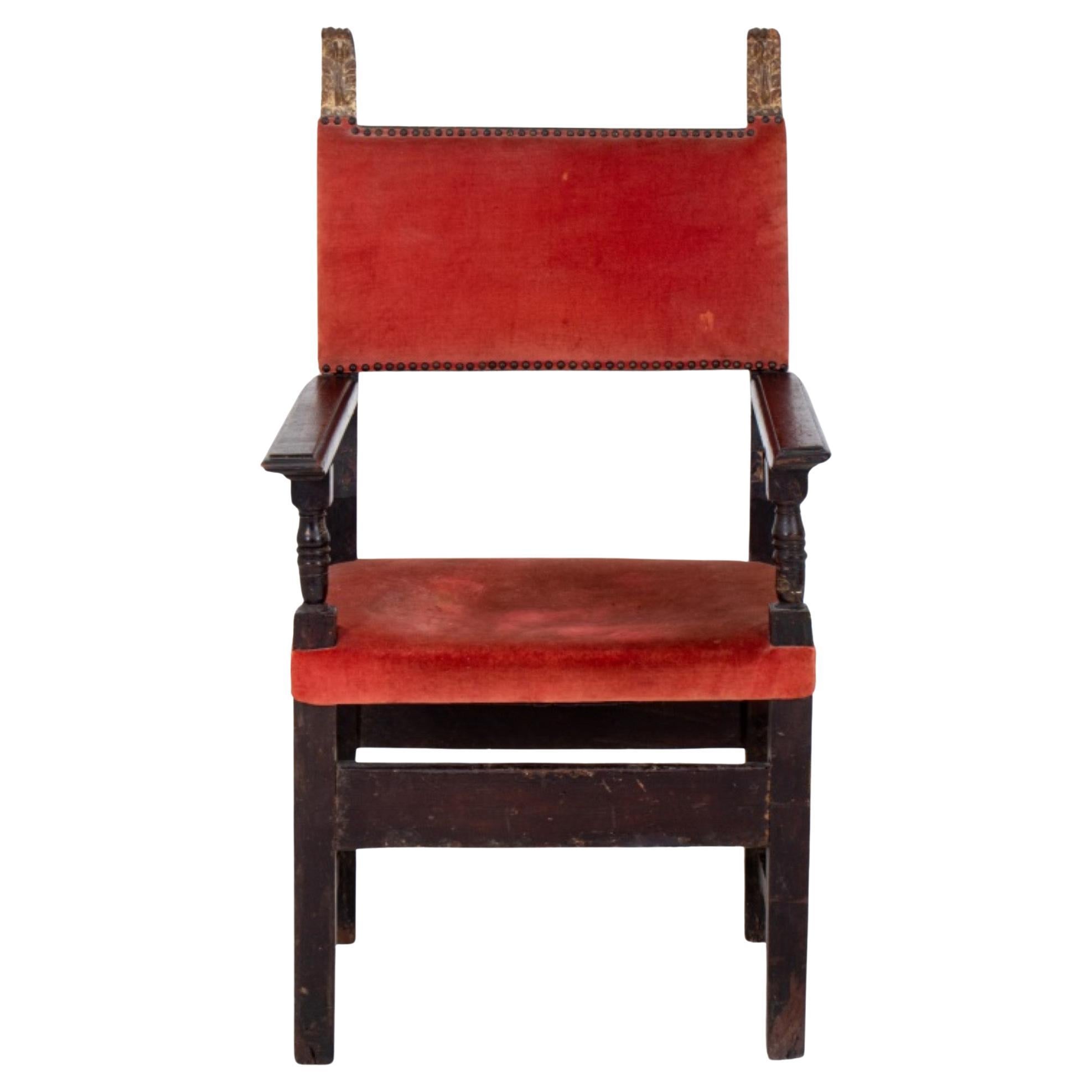 Fauteuil colonial espagnol en chêne sculpté, 18e siècle