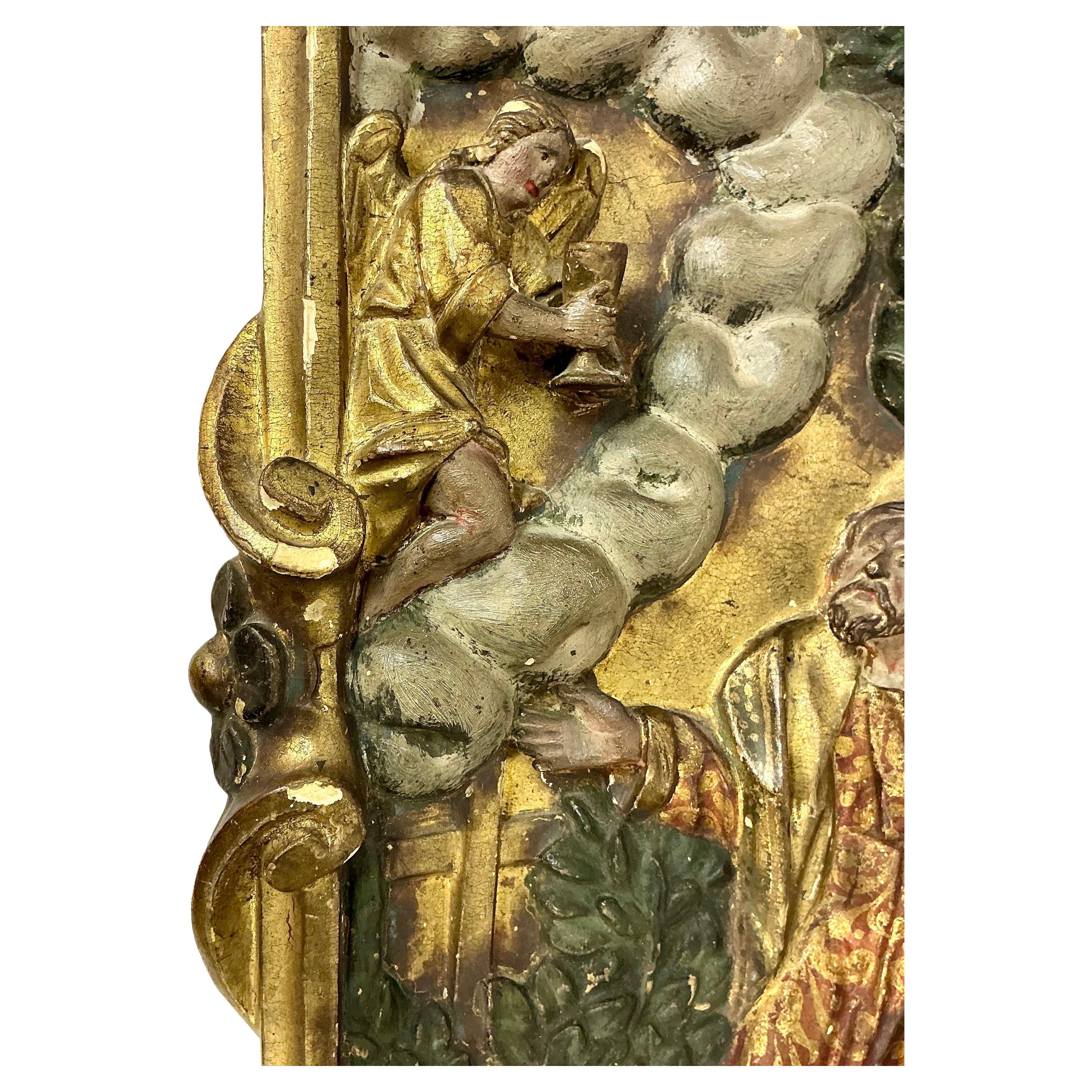 Spanisch Kolonial geschnitzt Polychromie Holz Panel 18. Jahrhundert im Zustand „Gut“ im Angebot in Bradenton, FL