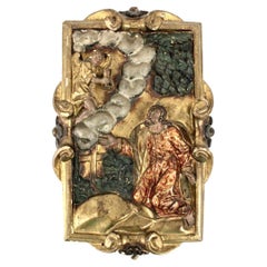 Pannello in legno policromo intagliato di epoca coloniale spagnola del XVIII secolo
