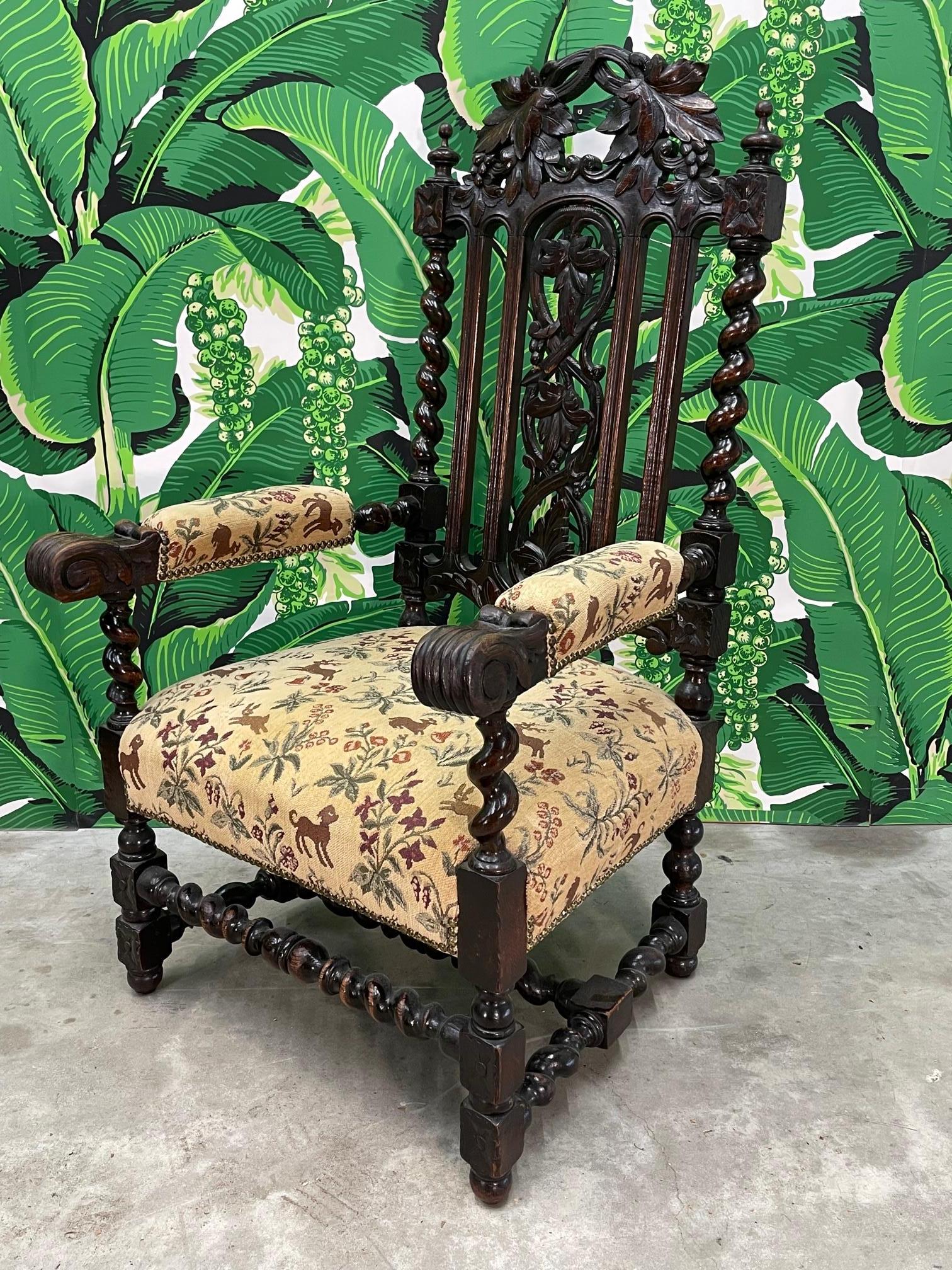 Spanish Colonial Carved Solomonic Dining Chairs In Good Condition For Sale In Jacksonville, FL