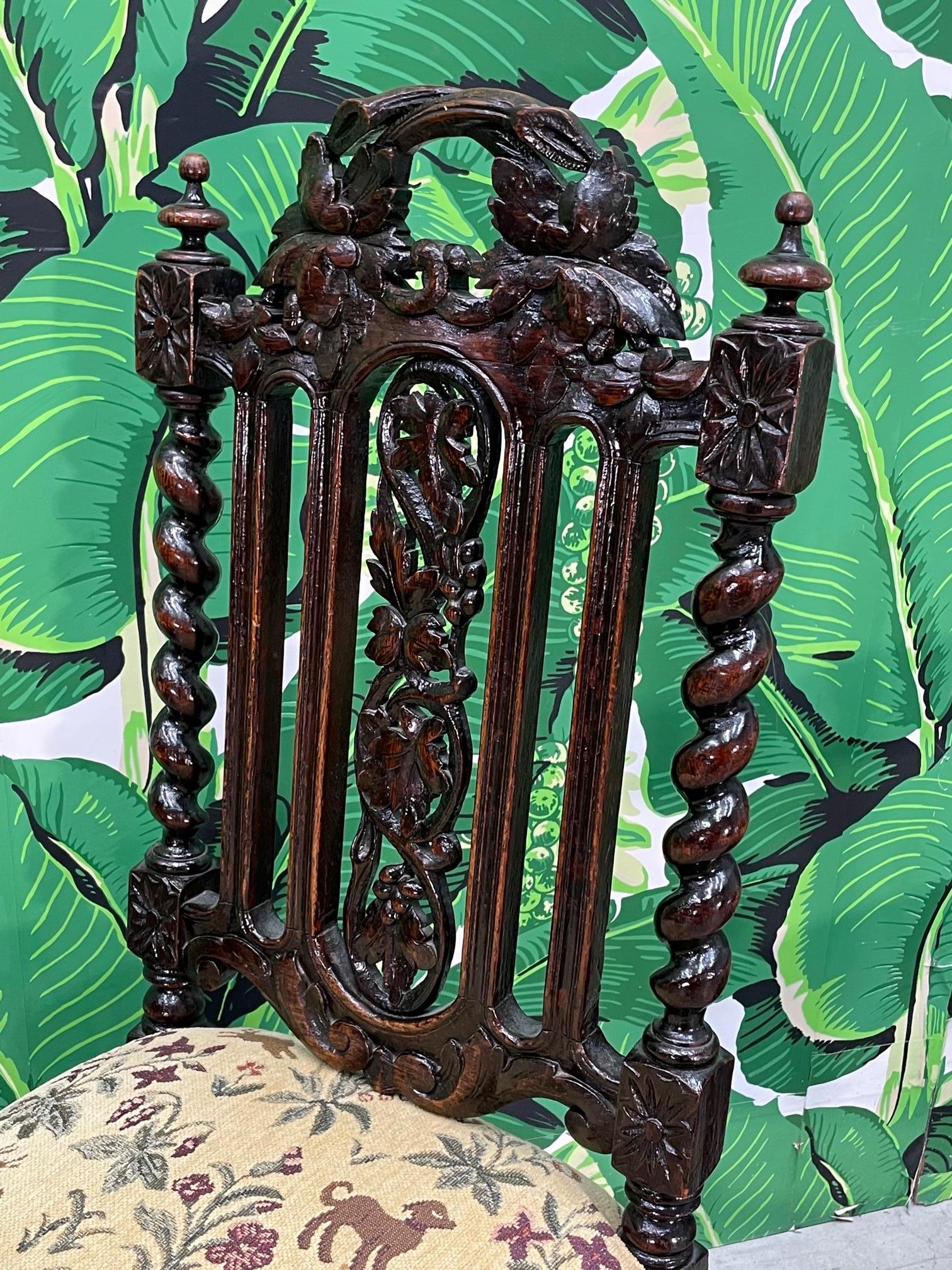 Spanish Colonial Carved Solomonic Dining Chairs For Sale 1