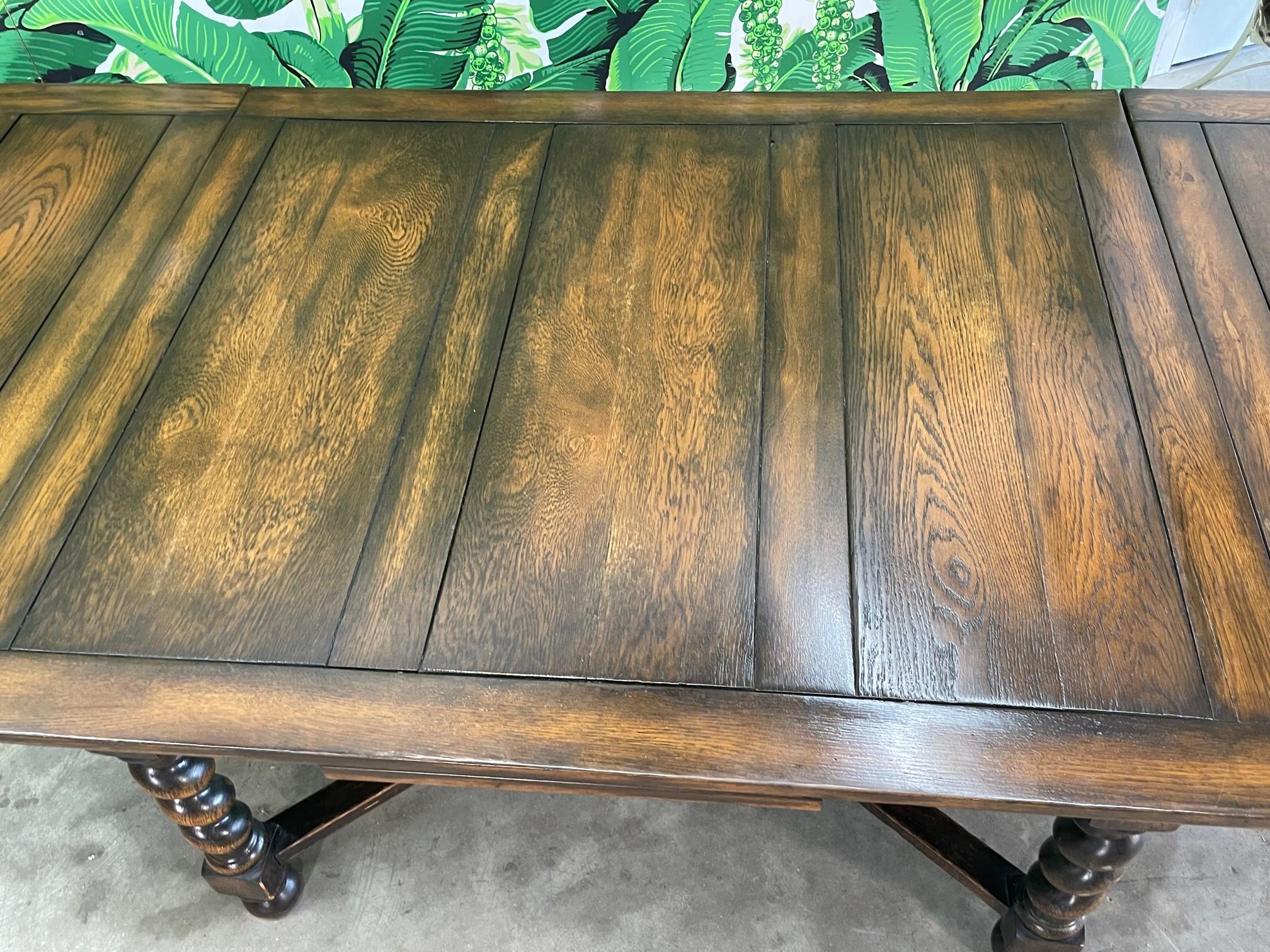 Upholstery Spanish Colonial Carved Solomonic Dining Table For Sale