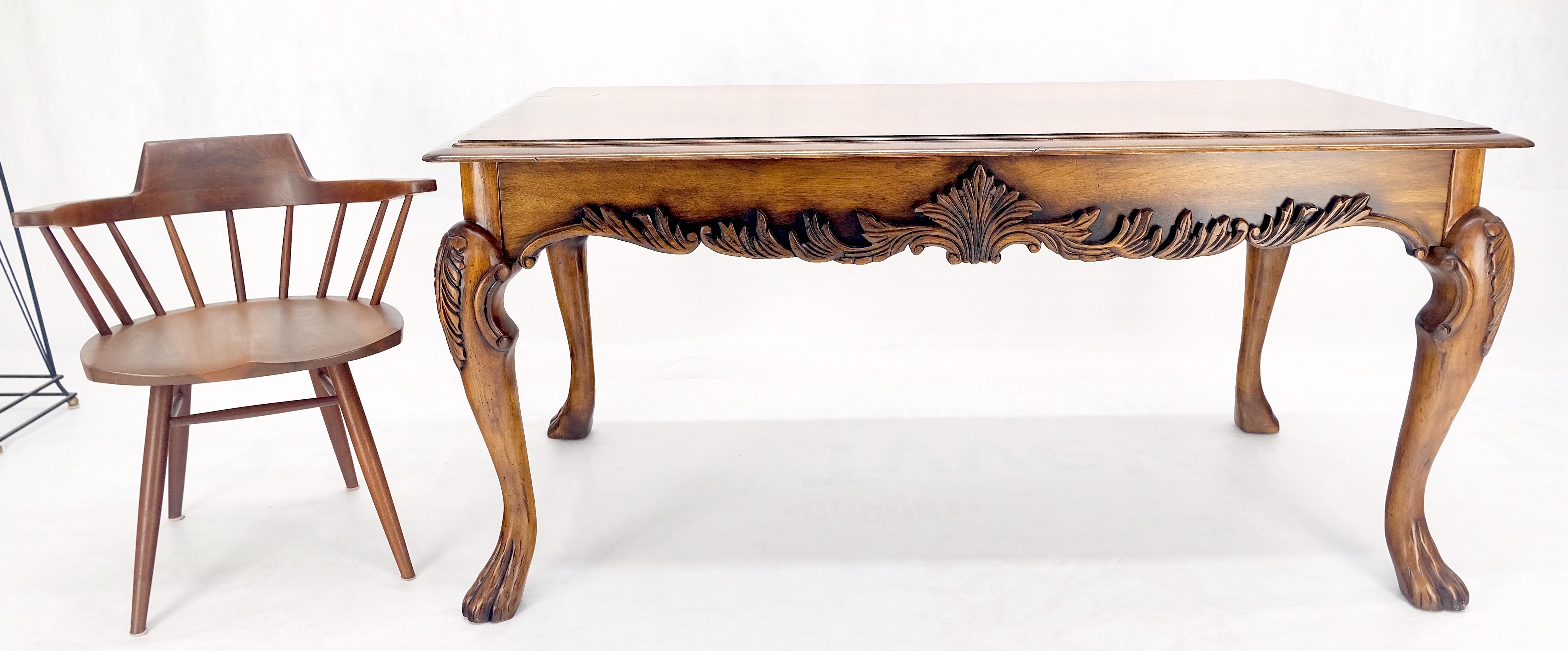 Spanish Colonial Carved Walnut 1 Drawer Writing Library Table Desk Console MINT! For Sale 1