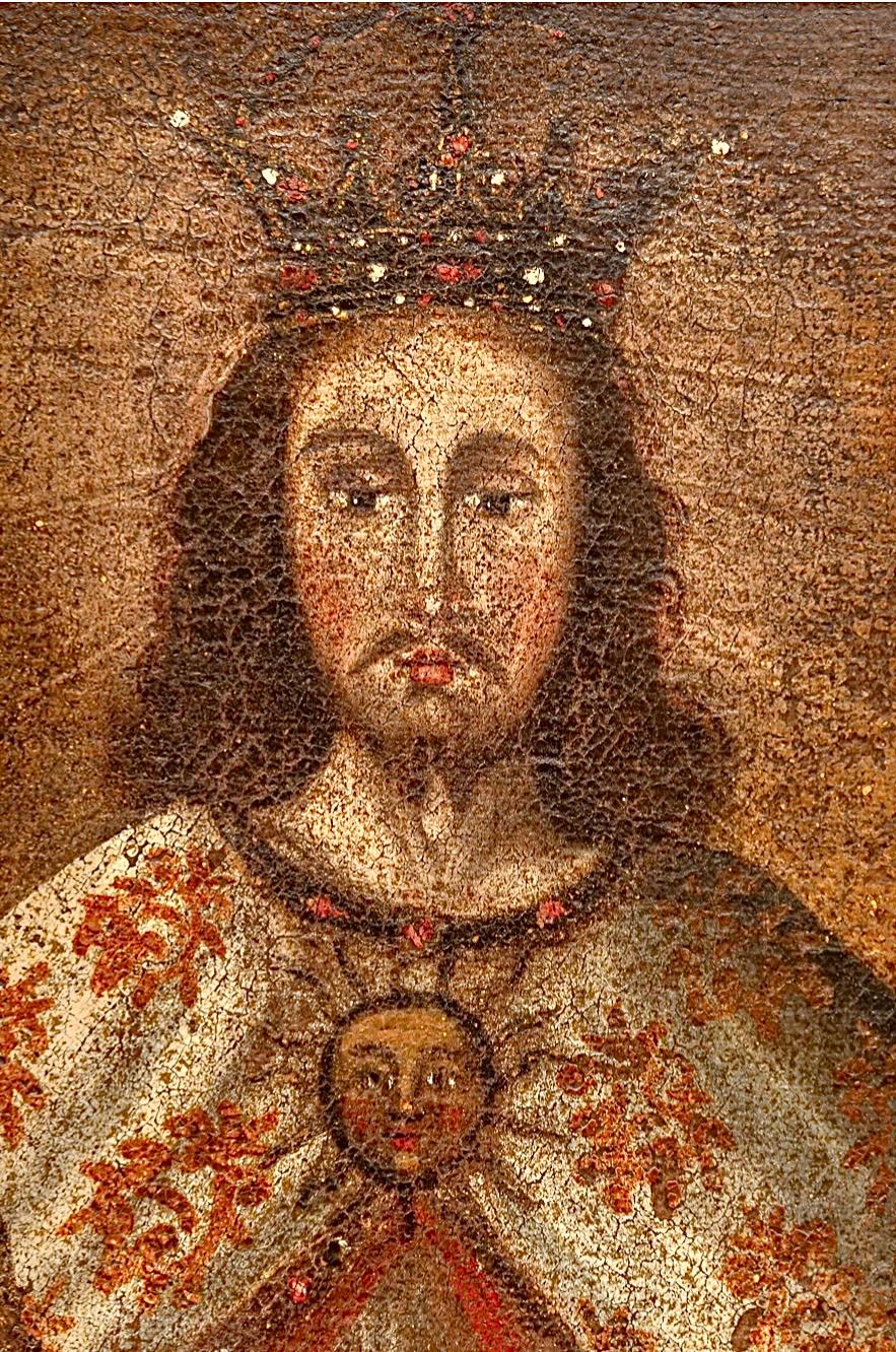 Pintura al Óleo de la Escuela Cusqueña Colonial Española, La Santa Trinidad Colonial español en venta