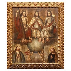 Spanish Colonial Cusco School Oil Painting, La Santa Trinidad