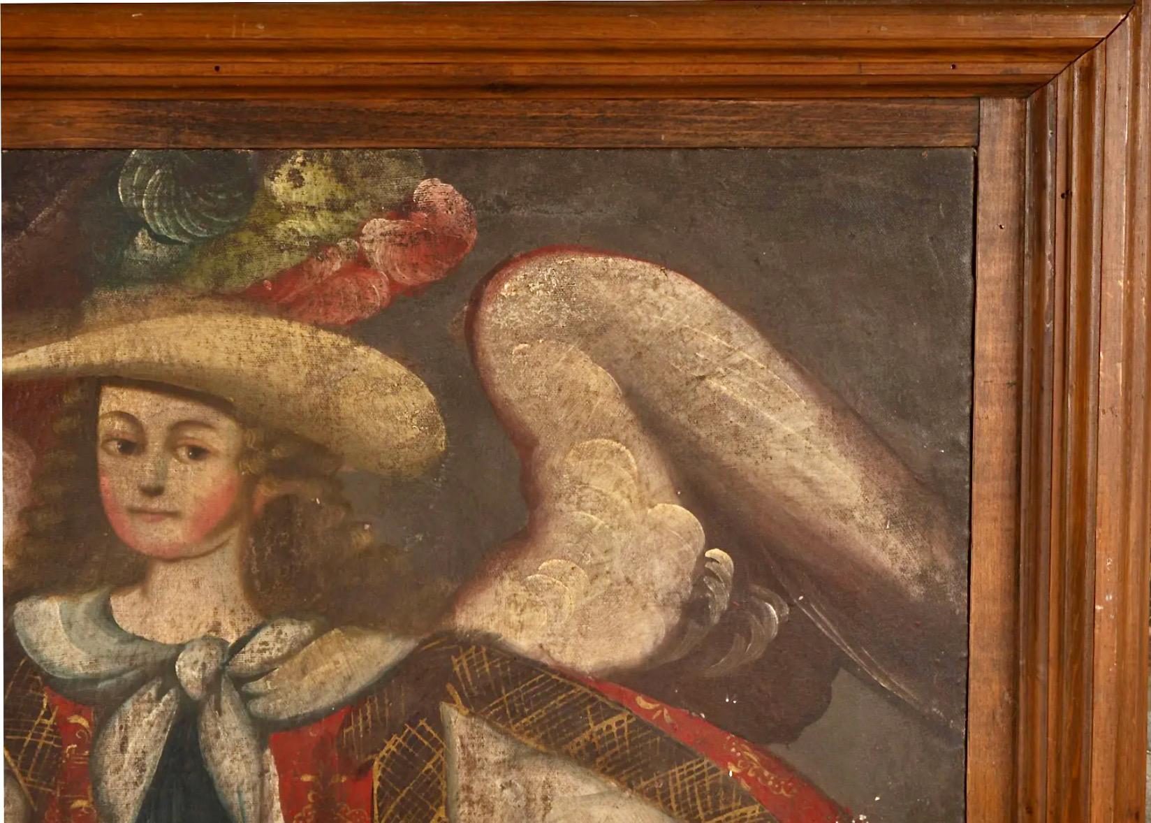 Peruvian Spanish Colonial Cuzco Painting of Archangel Michael For Sale