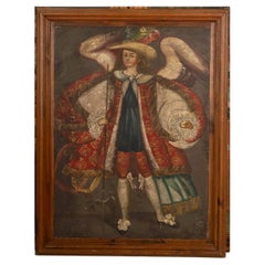Antique Spanish Colonial Cuzco Painting of Archangel Michael