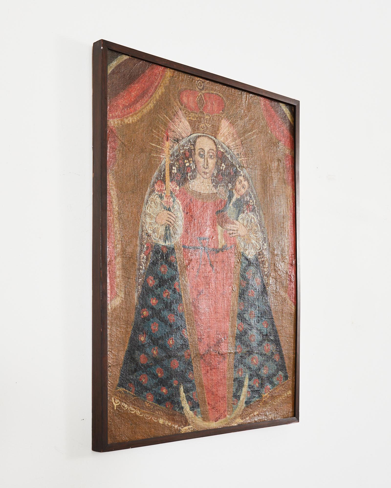 Colonial espagnol Peinture de la Madonna et de la Vierge de l'école coloniale espagnole de Cuzco en vente