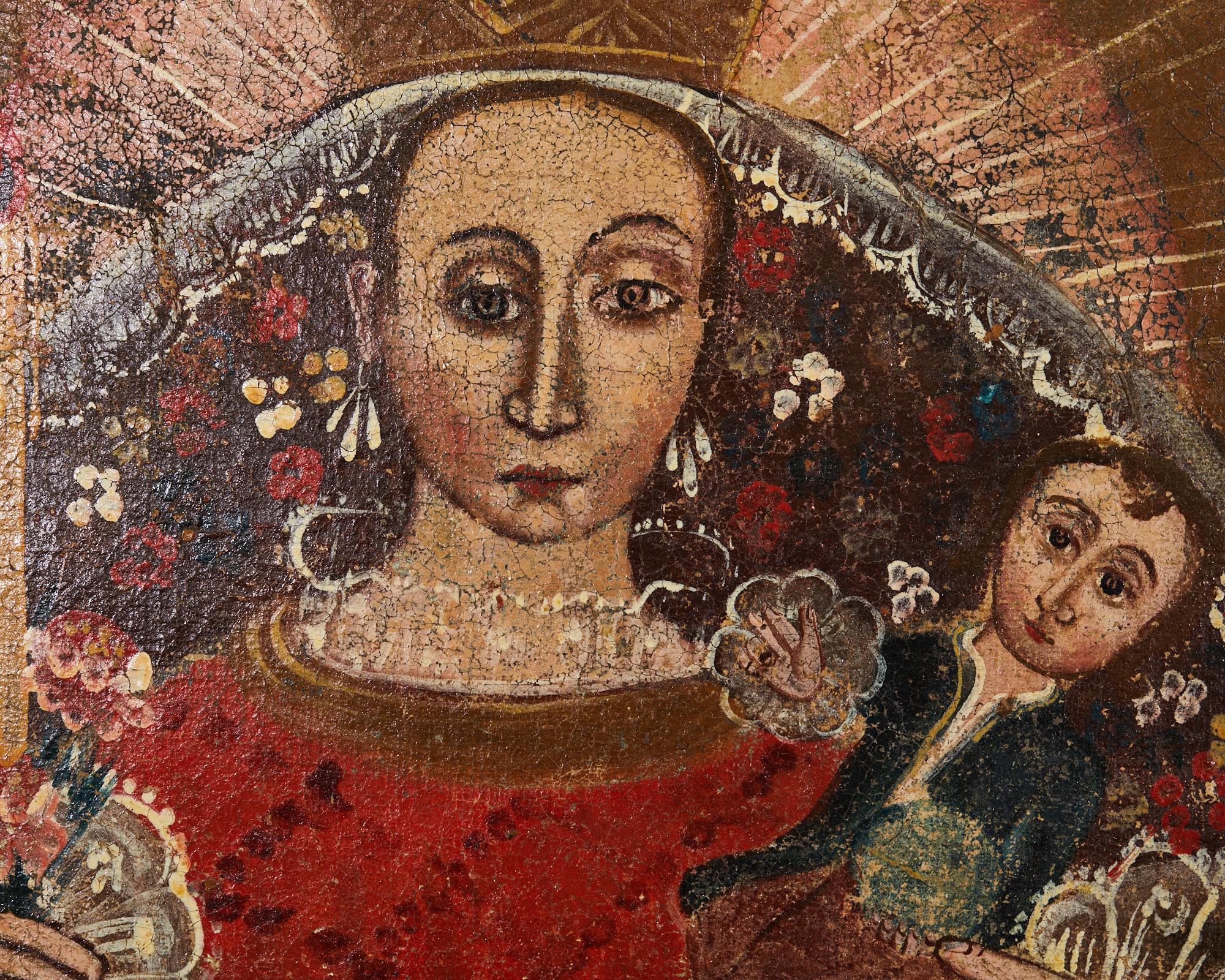 Péruvien Peinture de la Madonna et de la Vierge de l'école coloniale espagnole de Cuzco en vente