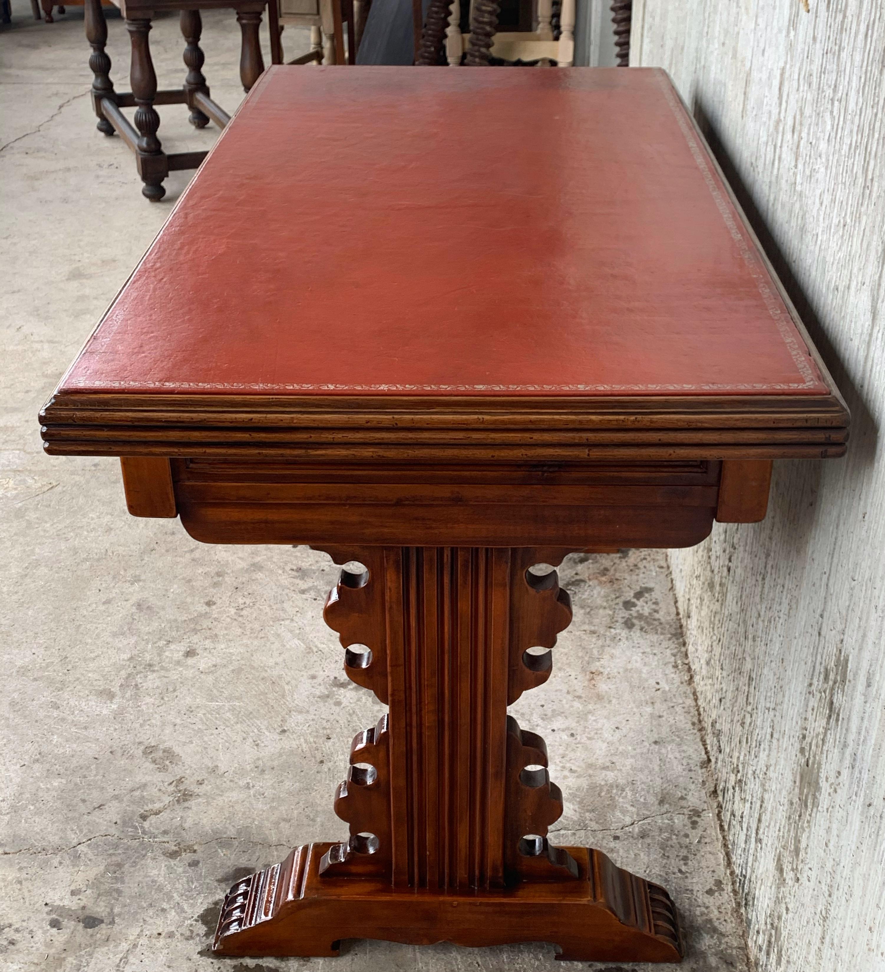 20th Century Spanish Colonial Desk or Console Table with Two Drawers Signed by Valentí For Sale