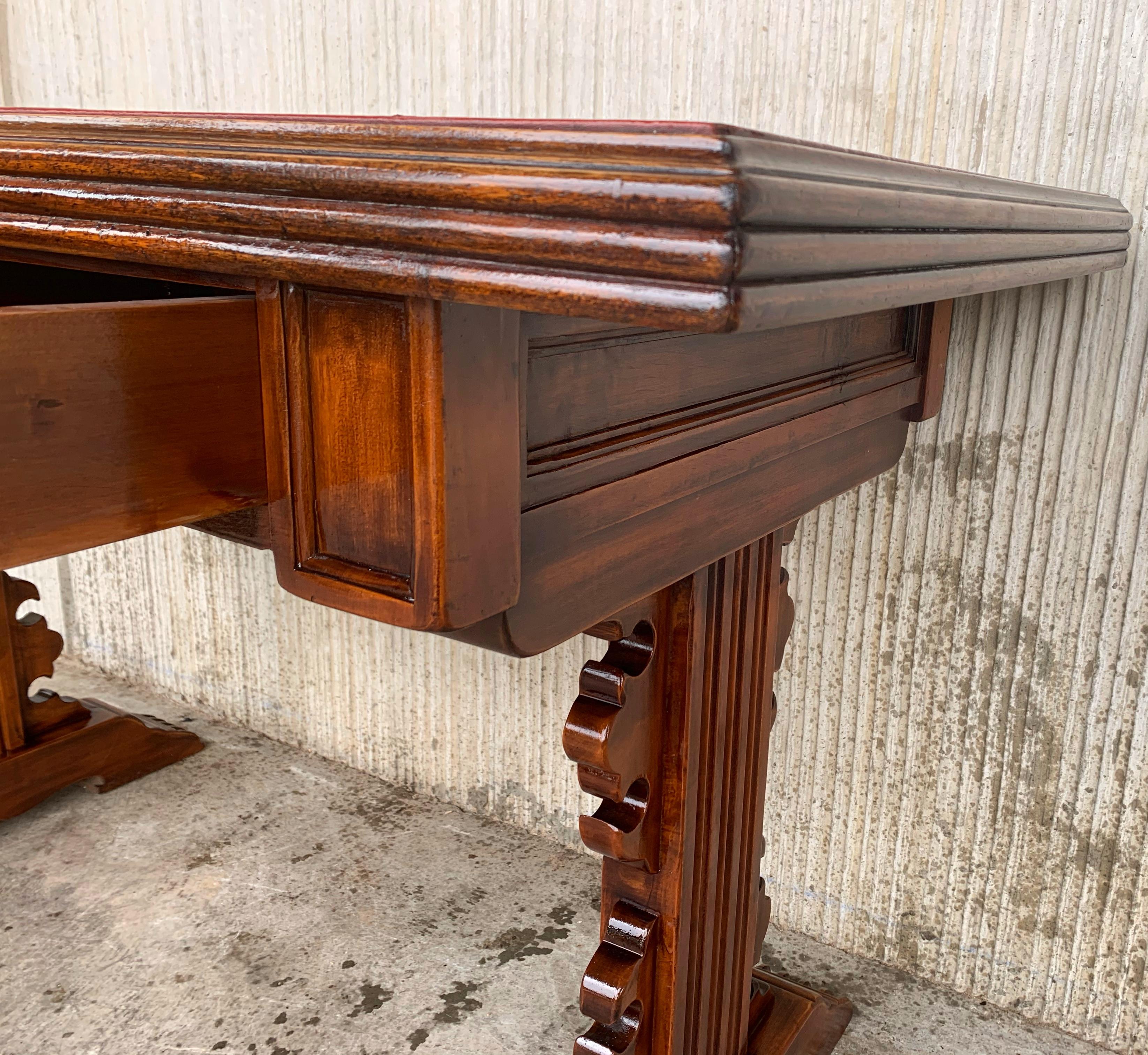 Spanish Colonial Desk or Console Table with Two Drawers Signed by Valentí For Sale 1