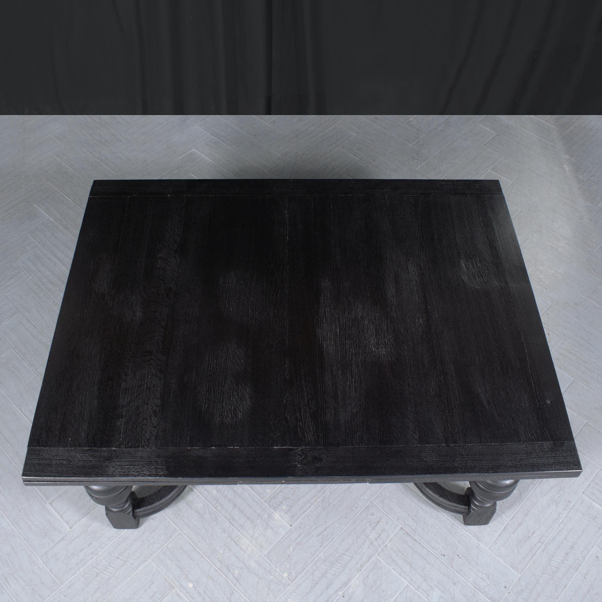 1850s Spanish Extendable Dining Table: Ebonized Solid Wood with French Design For Sale 4