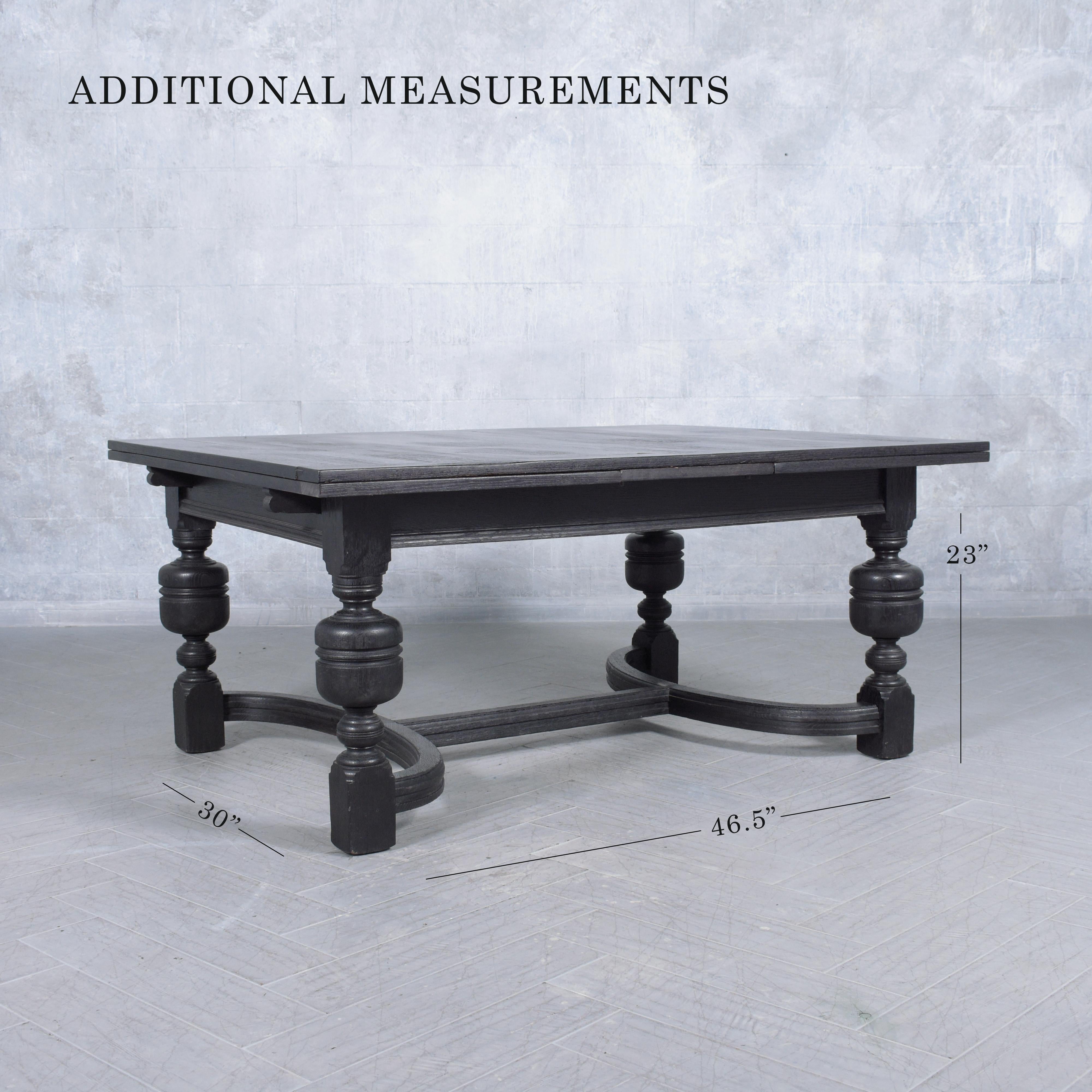 1850s Spanish Extendable Dining Table: Ebonized Solid Wood with French Design For Sale 8