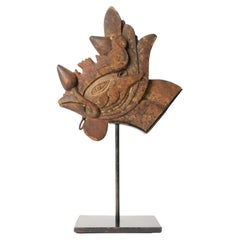 Spanish Colonial Era Architectural Wood Carving of a Rooster Head