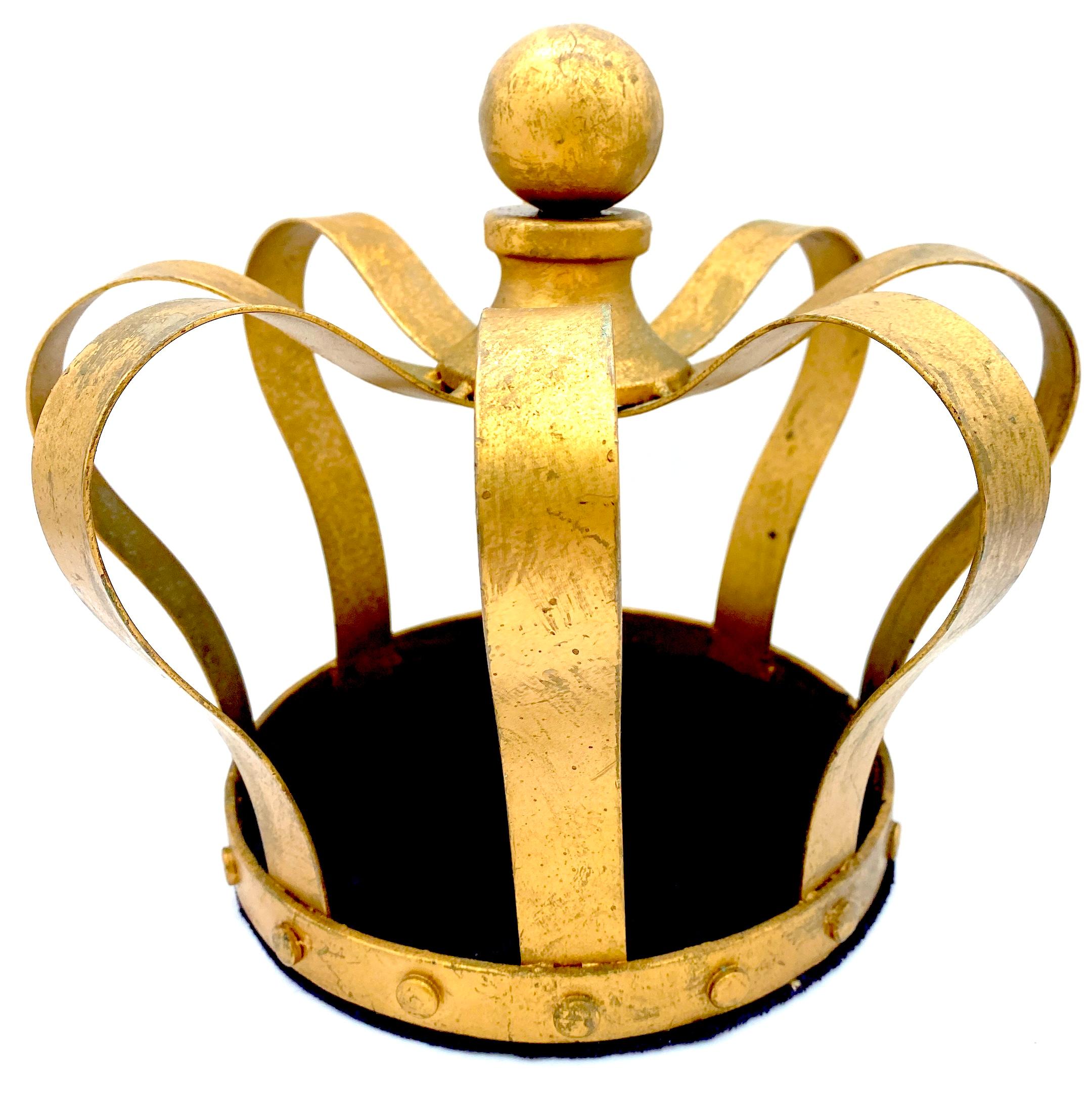 Spanish Colonial Gilt Metal & Velvet Crown Reliquary  For Sale