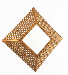 Miroir colonial espagnol en bois sculpté et doré avec incrustations de mosaïque