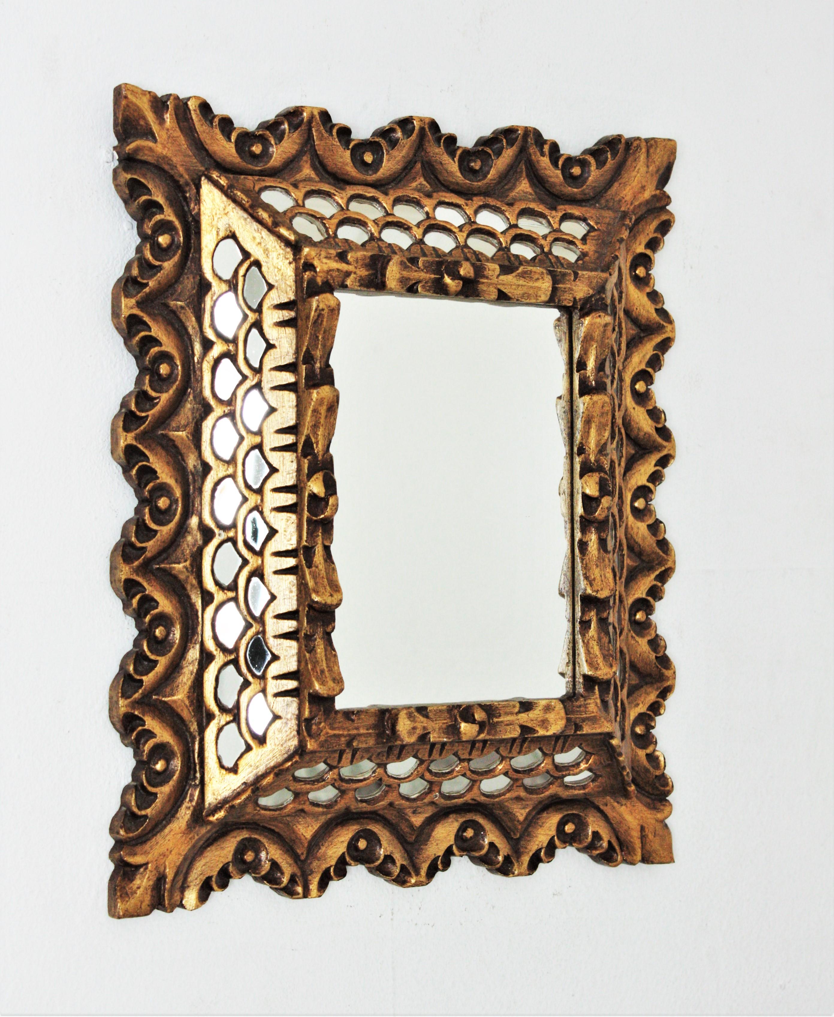 Hand-Crafted Spanish Colonial Giltwood Rectangular Mirror