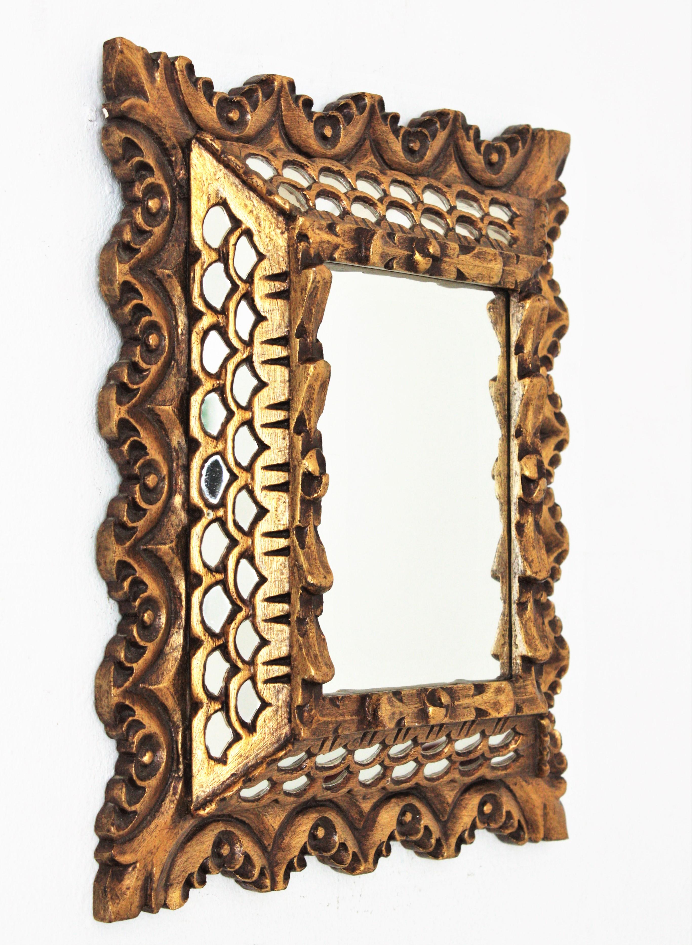 Spanish Colonial Giltwood Rectangular Mirror In Good Condition In Barcelona, ES